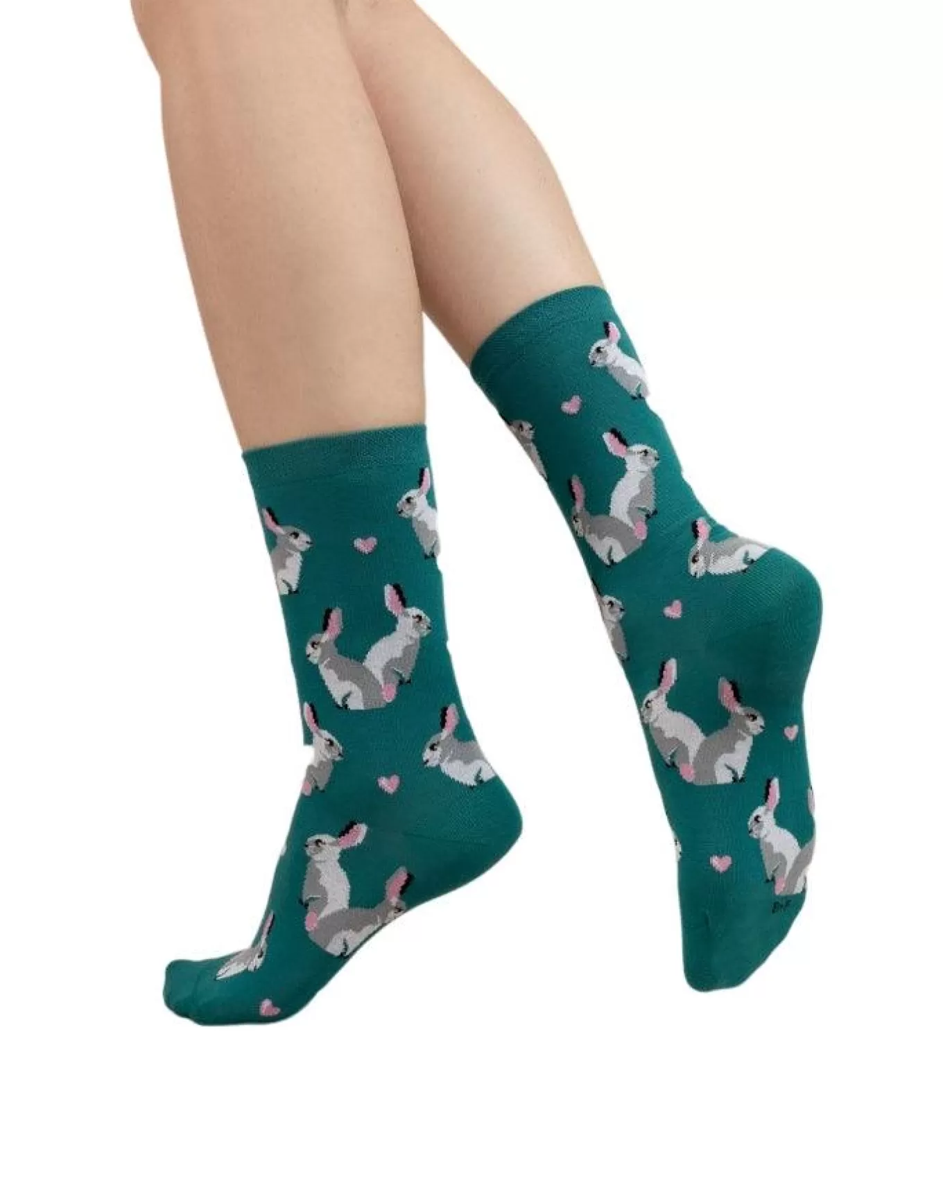 Malachite Rabbits Cotton Socks<Bleu Foret Clearance