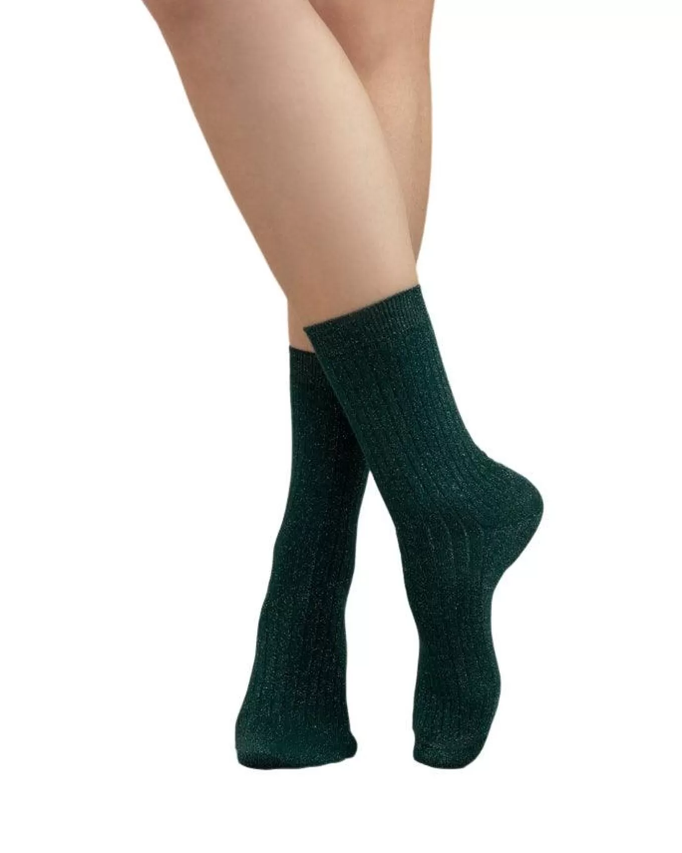 Ribbed Lurex Socks<Bleu Foret Discount