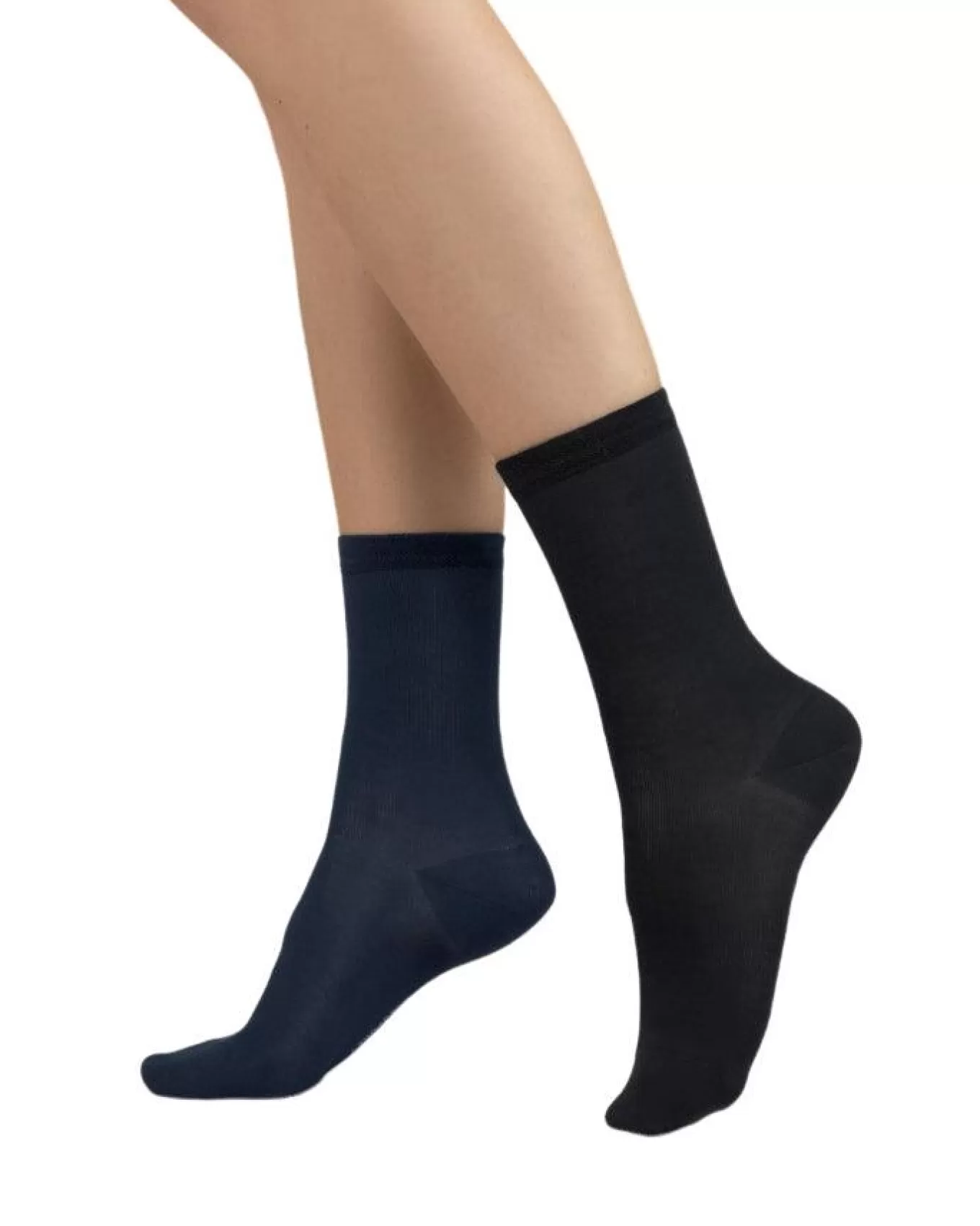 Solid Color Cotton Socks Twin Pack<Bleu Foret Best