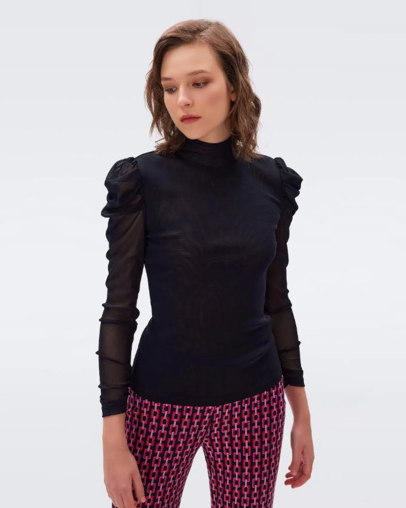 Remy Sheer Puff Sleeves Top<Diane Von Furstenberg Sale