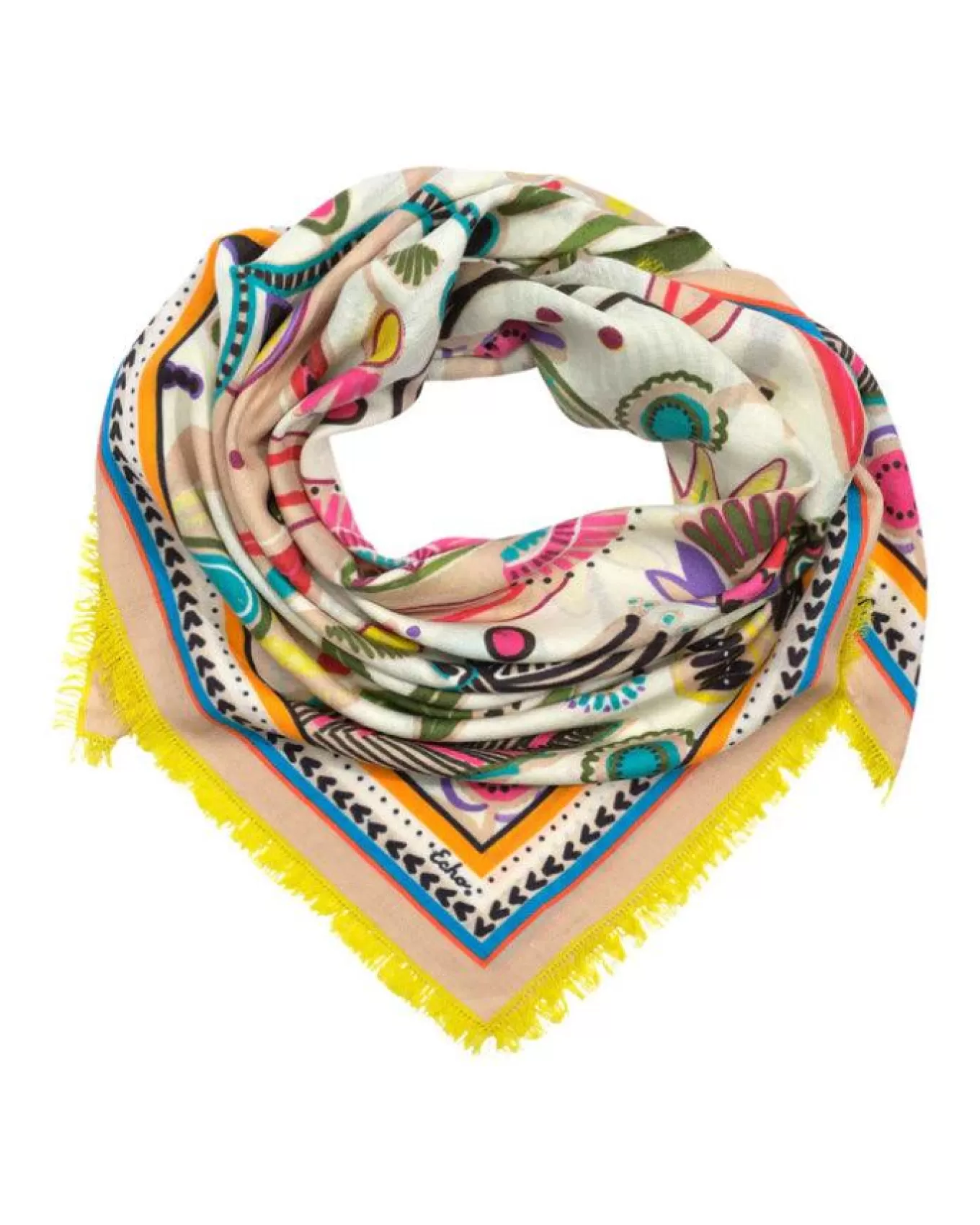 Folk Floral Oversized Square Scarf<Echo Shop