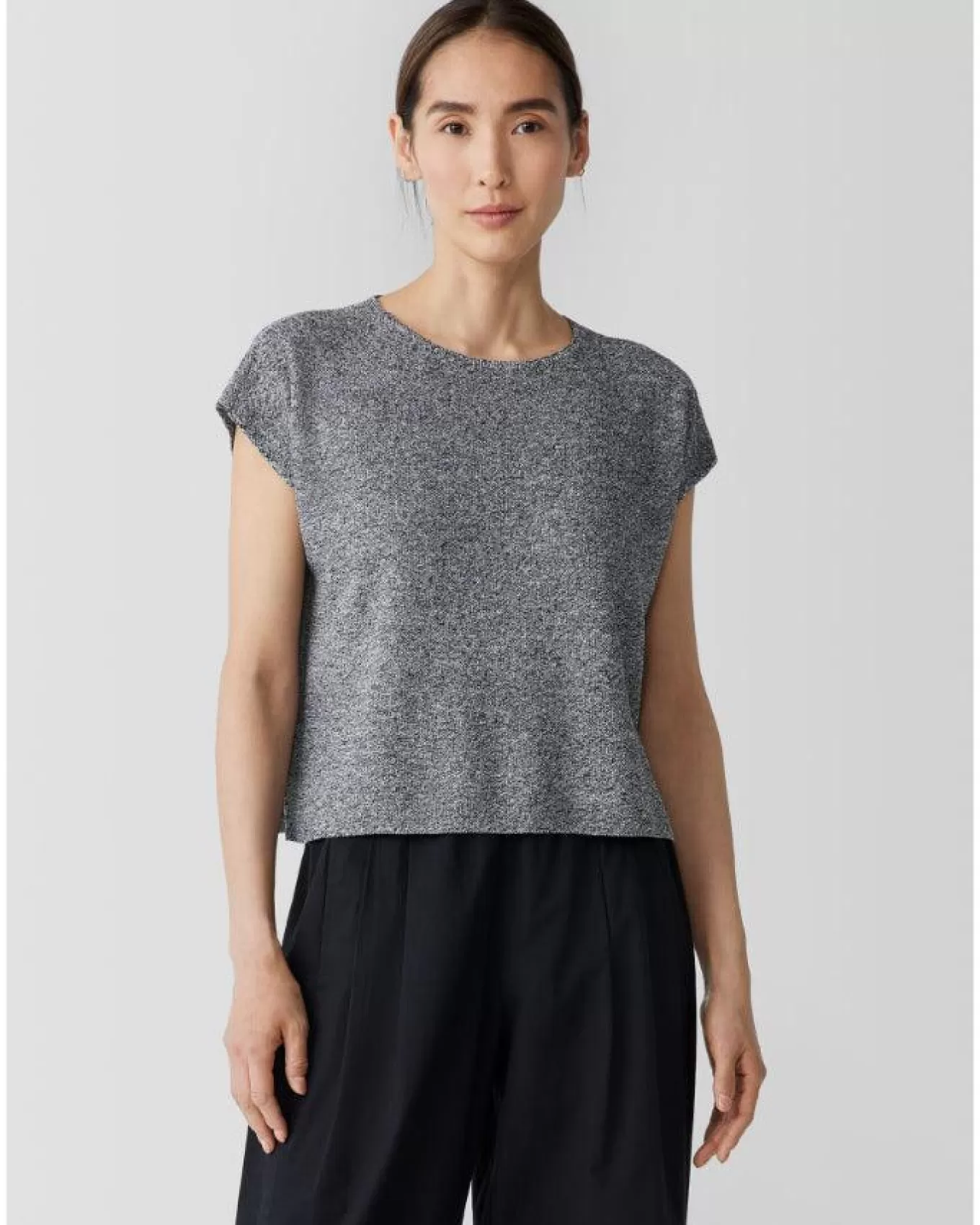 Crew Neck Box Top Black White<Eileen Fisher Discount