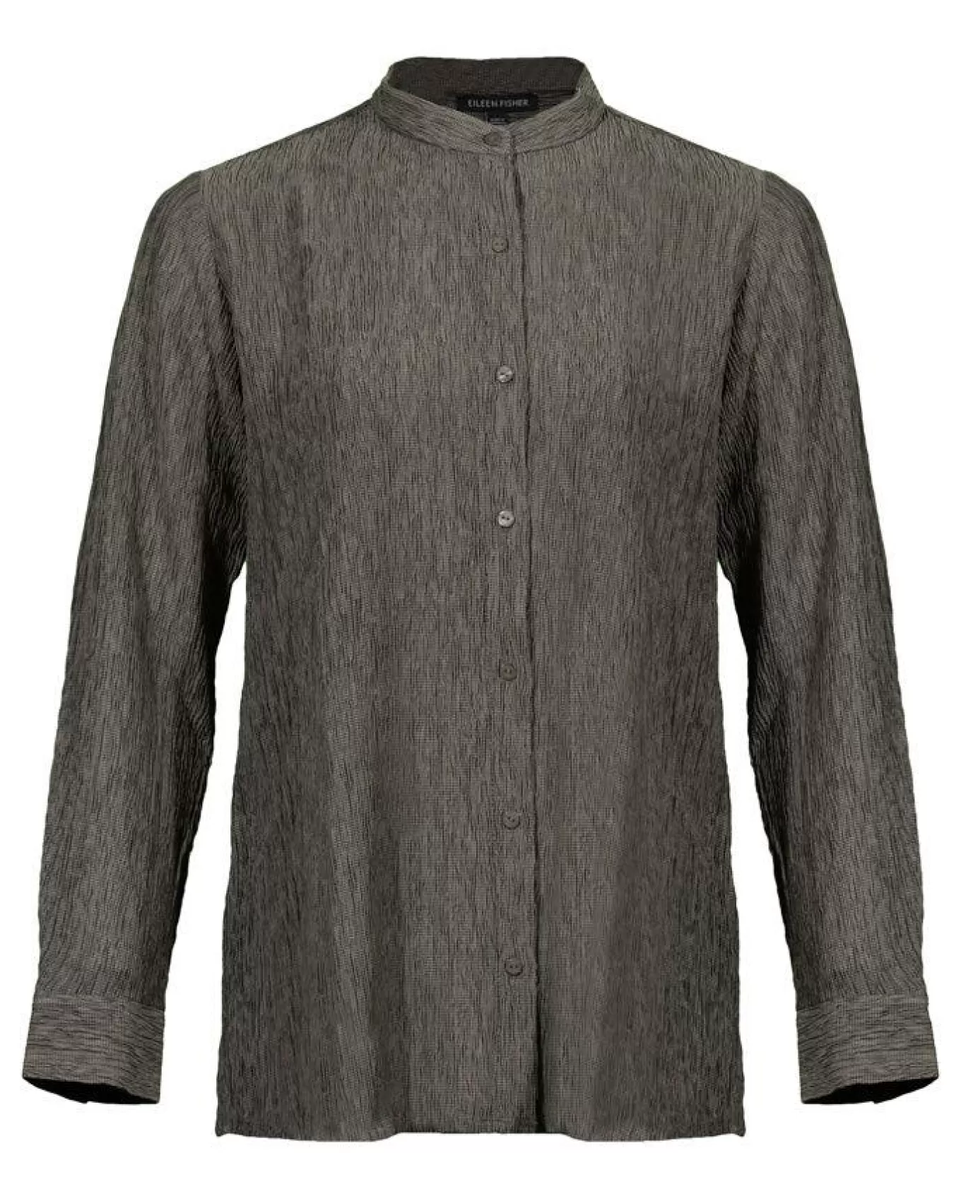 Mandarin Collar Plisse Long Shirt<Eileen Fisher Online