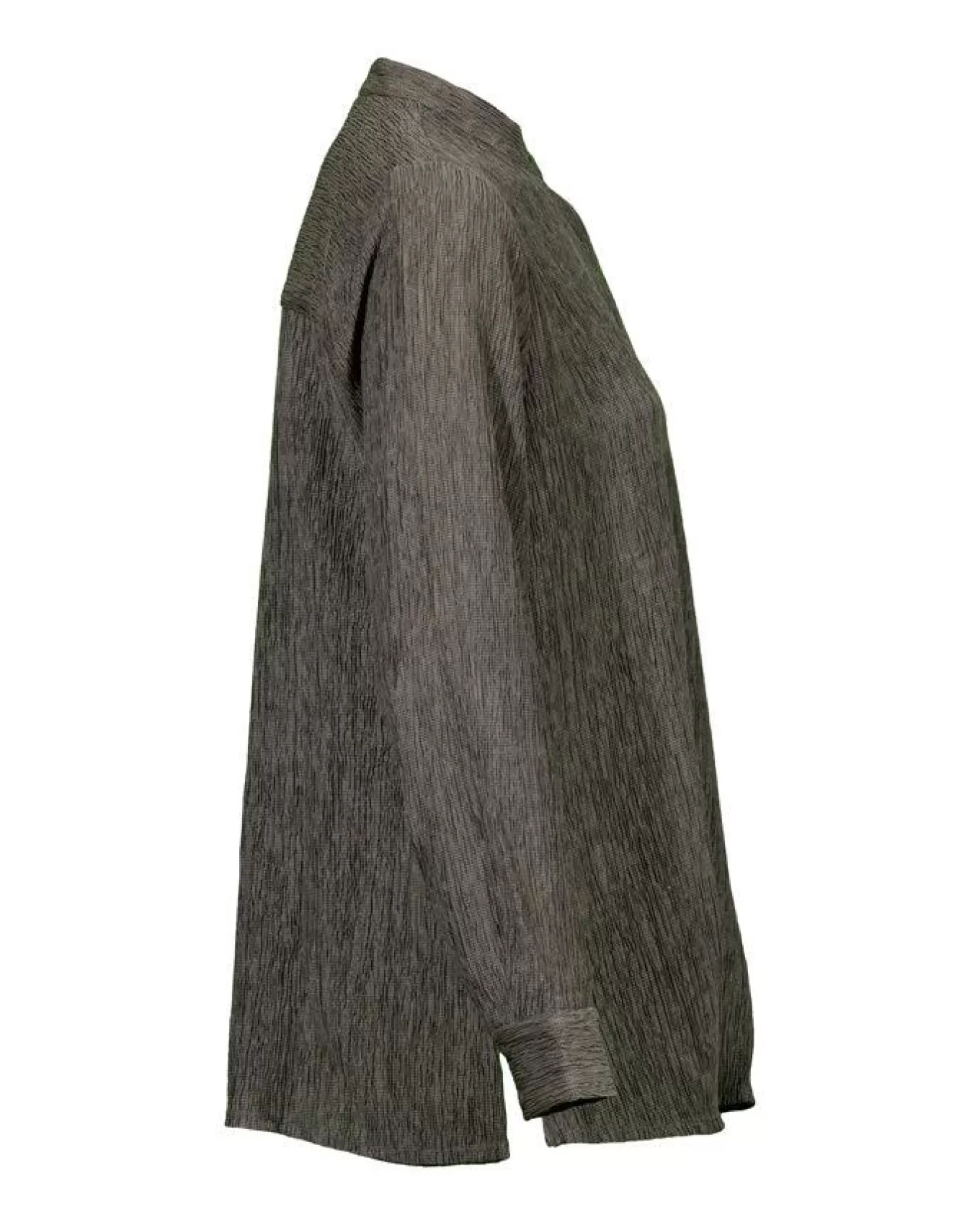 Mandarin Collar Plisse Long Shirt<Eileen Fisher Online