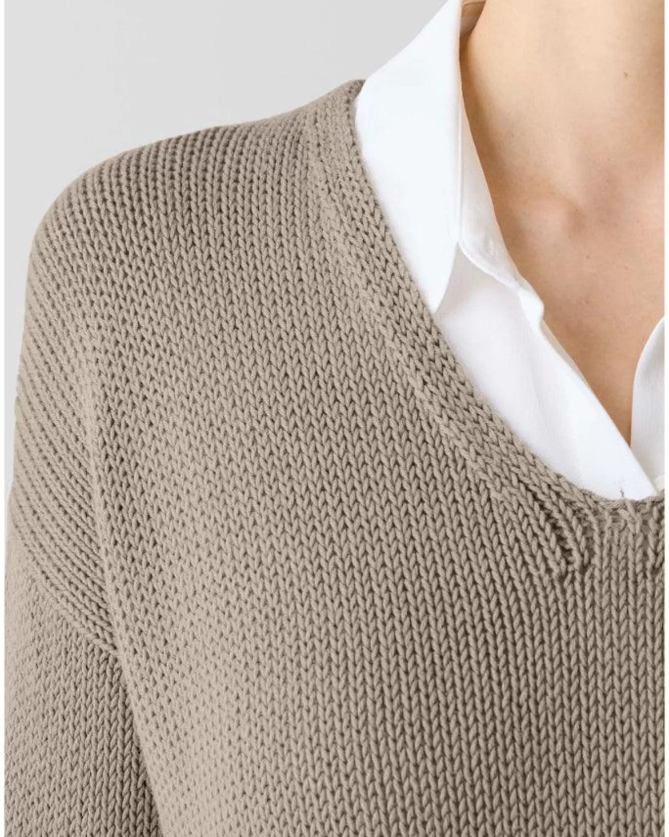 Peruvian Organic Cotton Cord Jersey V-Neck Sweater<Eileen Fisher Clearance