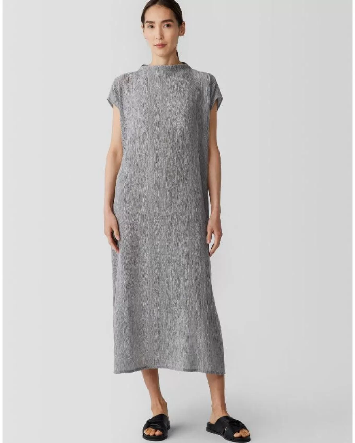 Plisse Funnel Neck Dress<Eileen Fisher Store