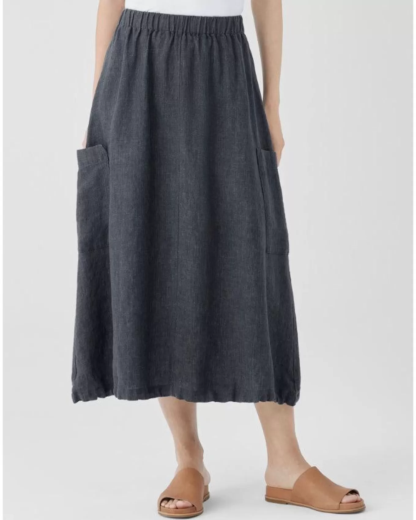 Washed Organic Linen Délavé Cargo Skirt<Eileen Fisher New