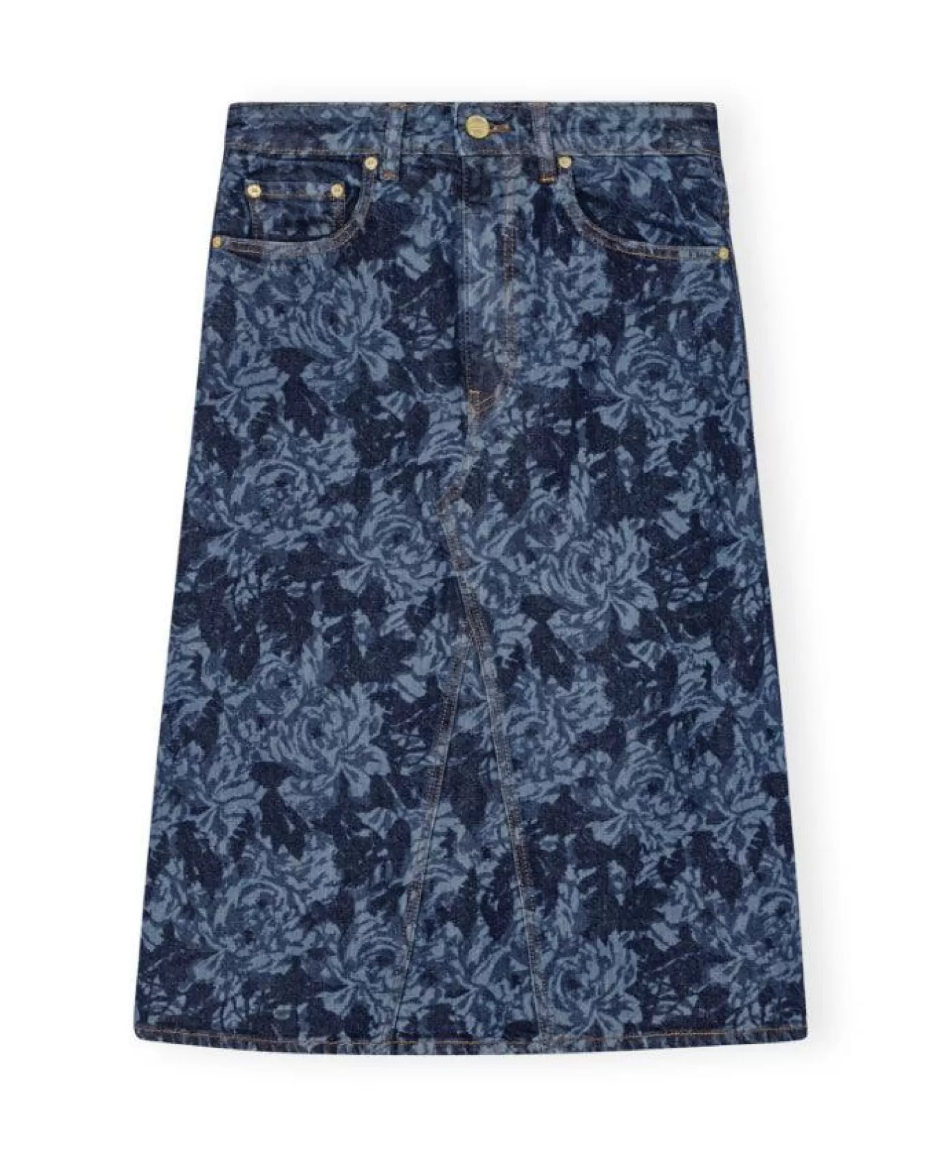 Lazer Denim Midi Skirt<Ganni Cheap