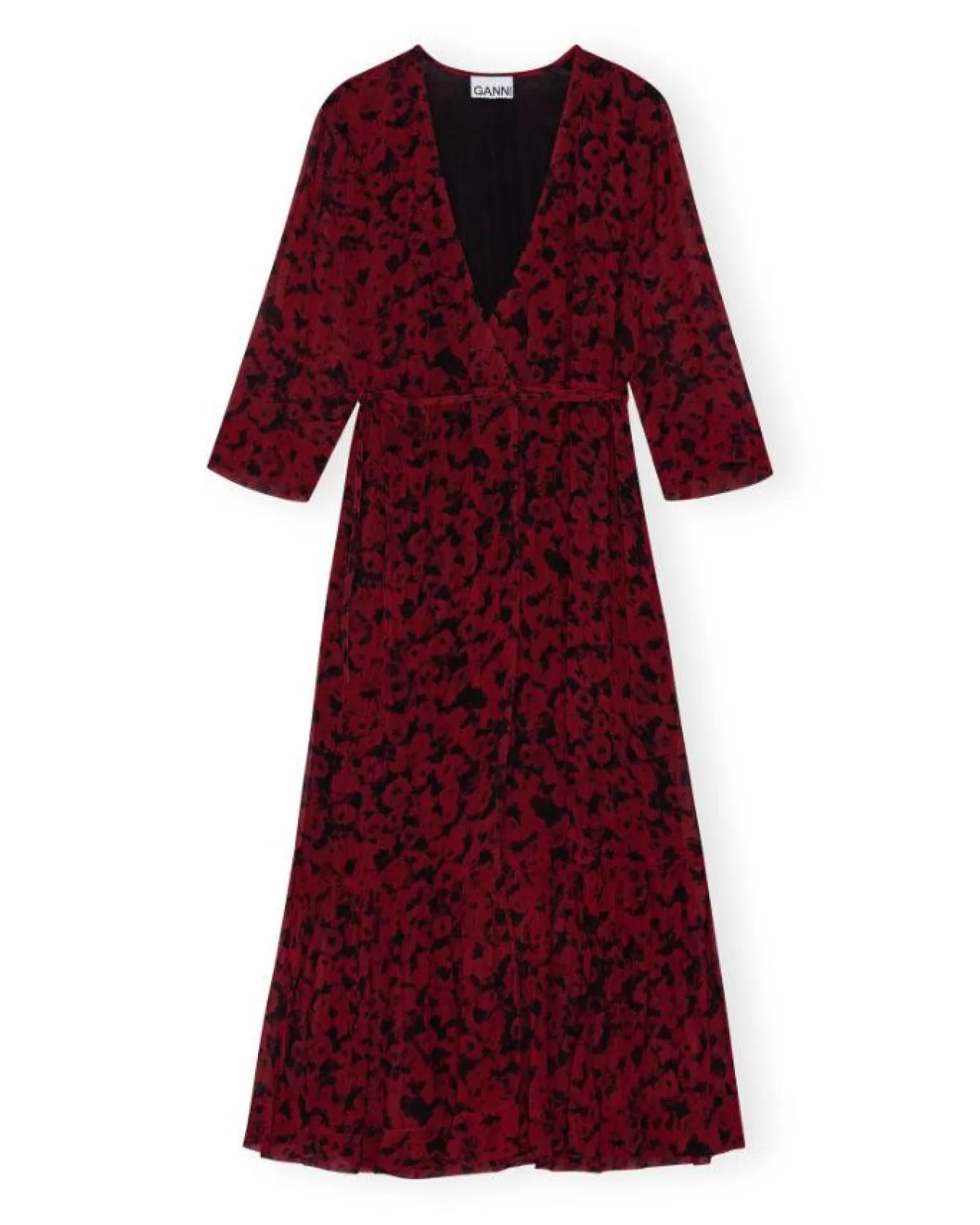 Red Print Georgette Wrap Midi Dress<Ganni Sale