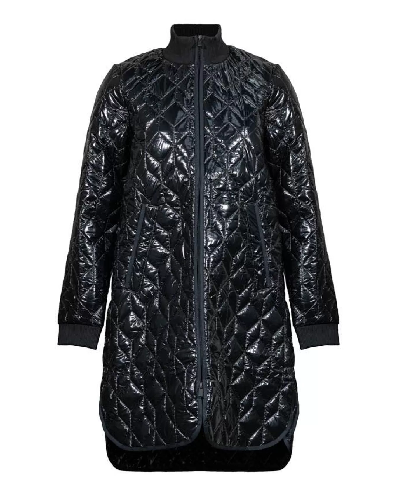 Glossy Long Quilted Jacket<Ilse Jacobsen Clearance