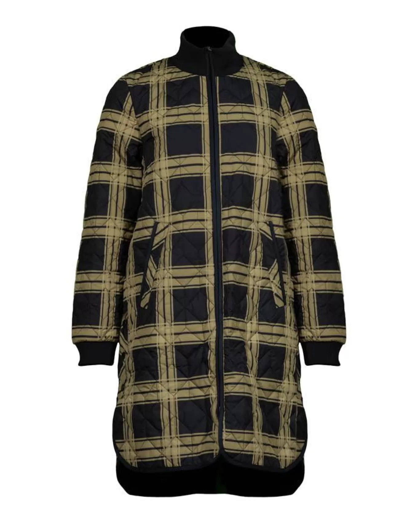 Long Quilted Check Print Coat<Ilse Jacobsen Clearance