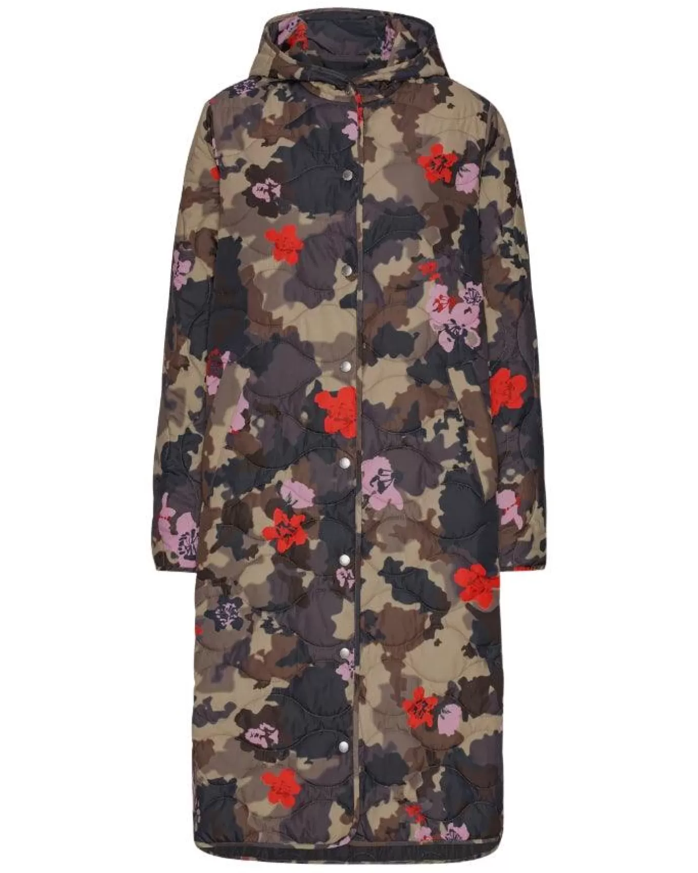 Long Quilted Hooded Print Coat<Ilse Jacobsen Hot