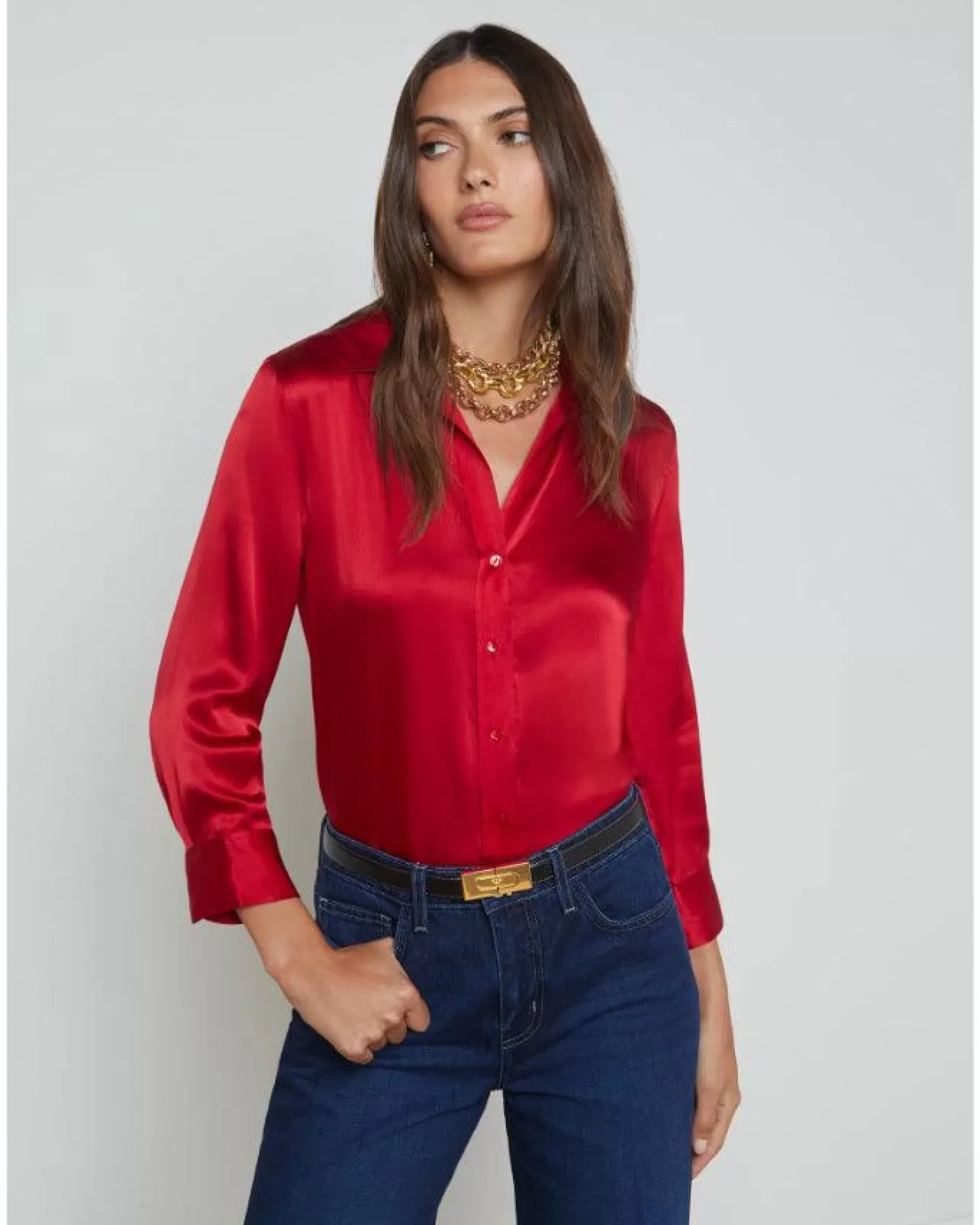 Dani 3/4 Sleeve Blouse<L'Agence Hot