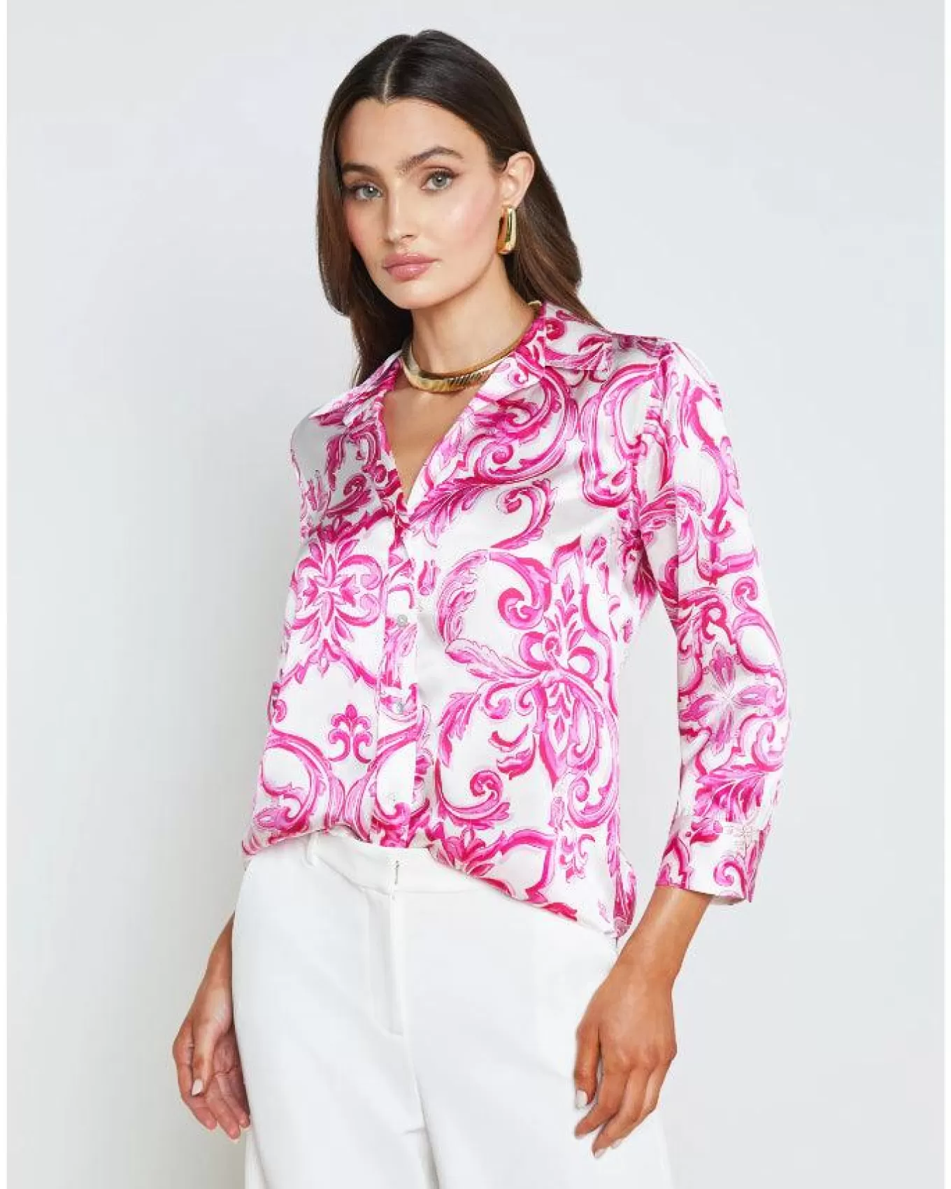 Dani 3/4 Sleeve Mediterranean Blouse<L'Agence Flash Sale