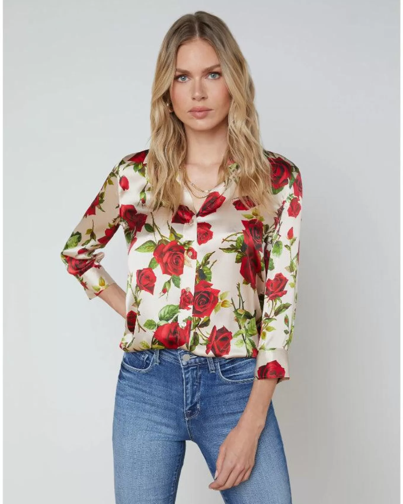 Dani 3/4 Sleeve Romantic Rose Blouse<L'Agence Online