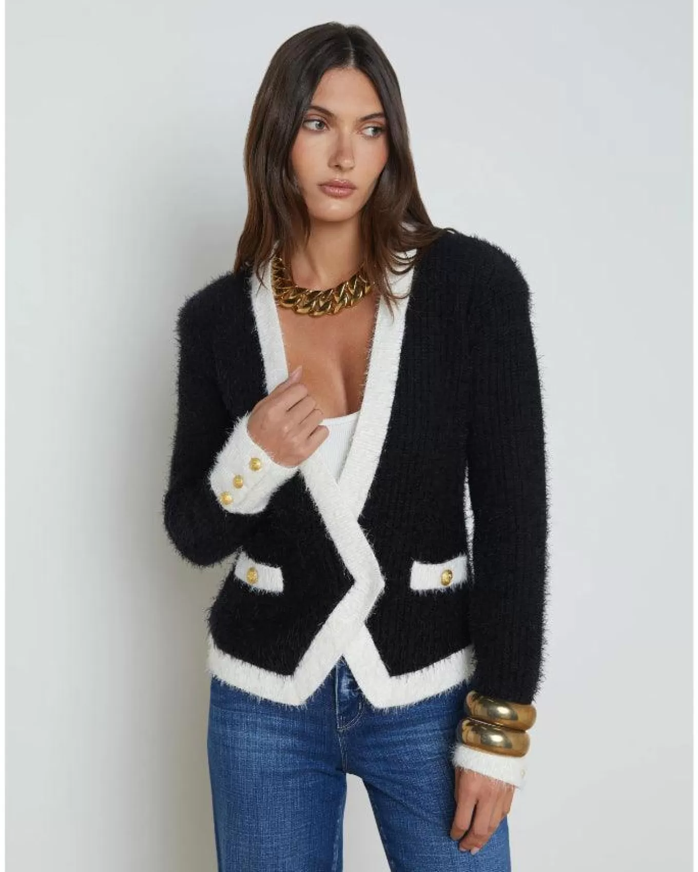 Georgia Contrast Cardigan Blazer<L'Agence Best