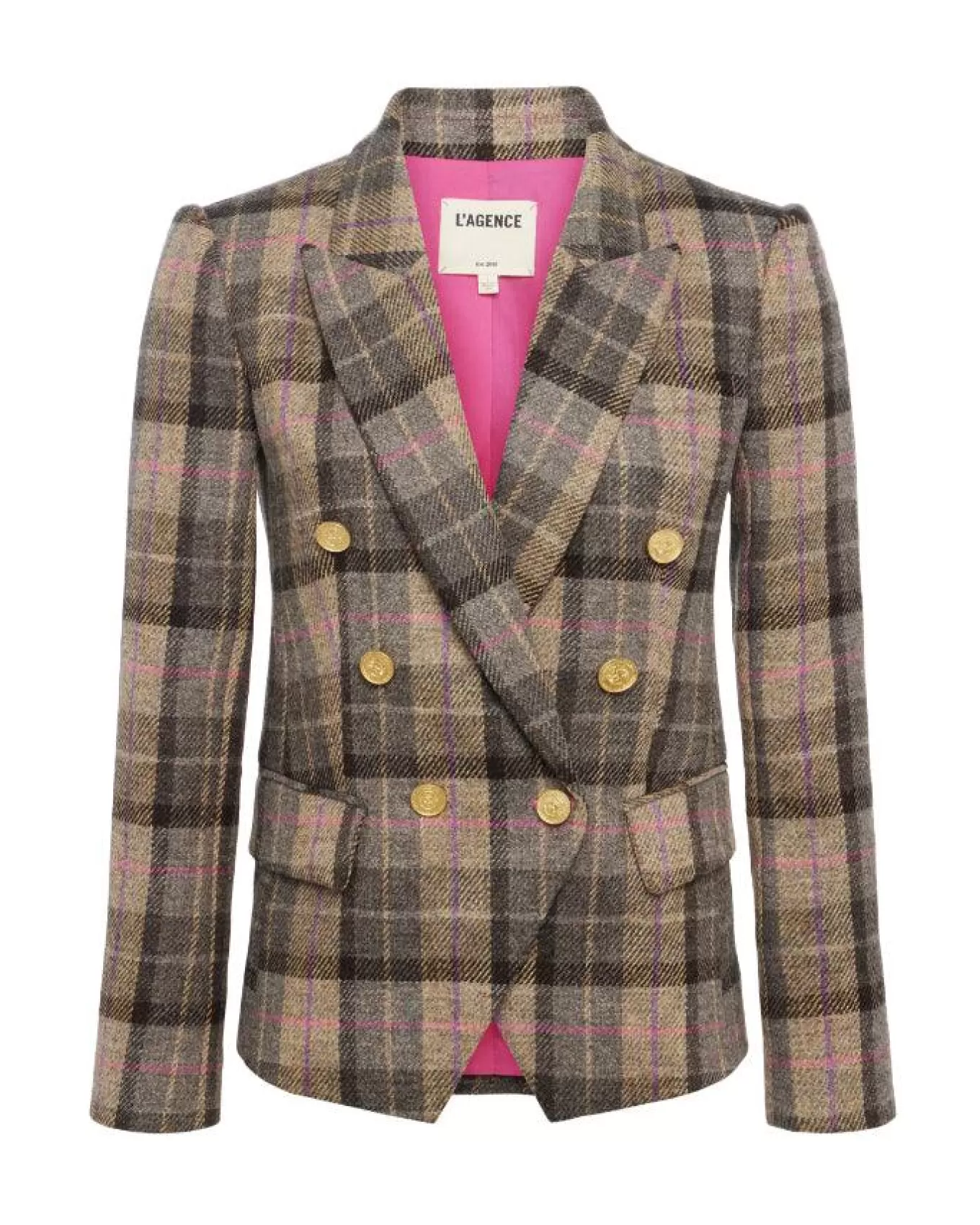 Kenzie Plaid Double Breasted Blazer<L'Agence Cheap