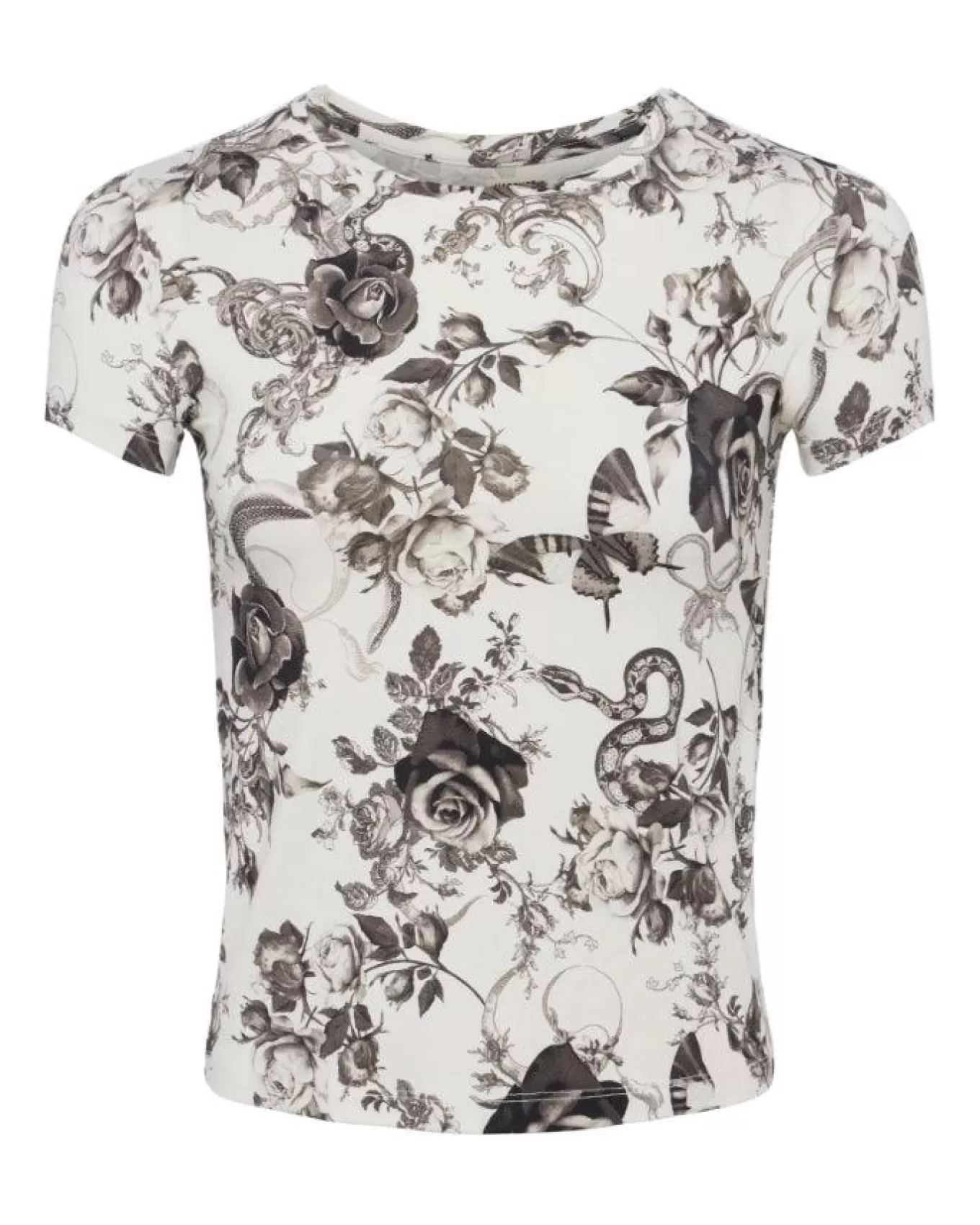 Resse Ivory Black Baroque Floral Tee<L'Agence New