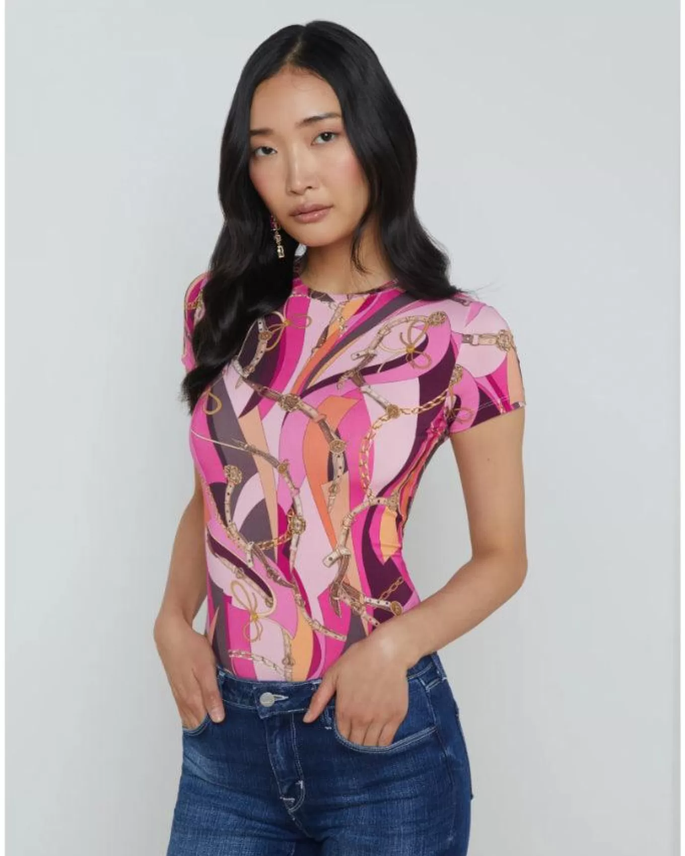 Ressi Pink Buckle Swirl Tee<L'Agence Flash Sale