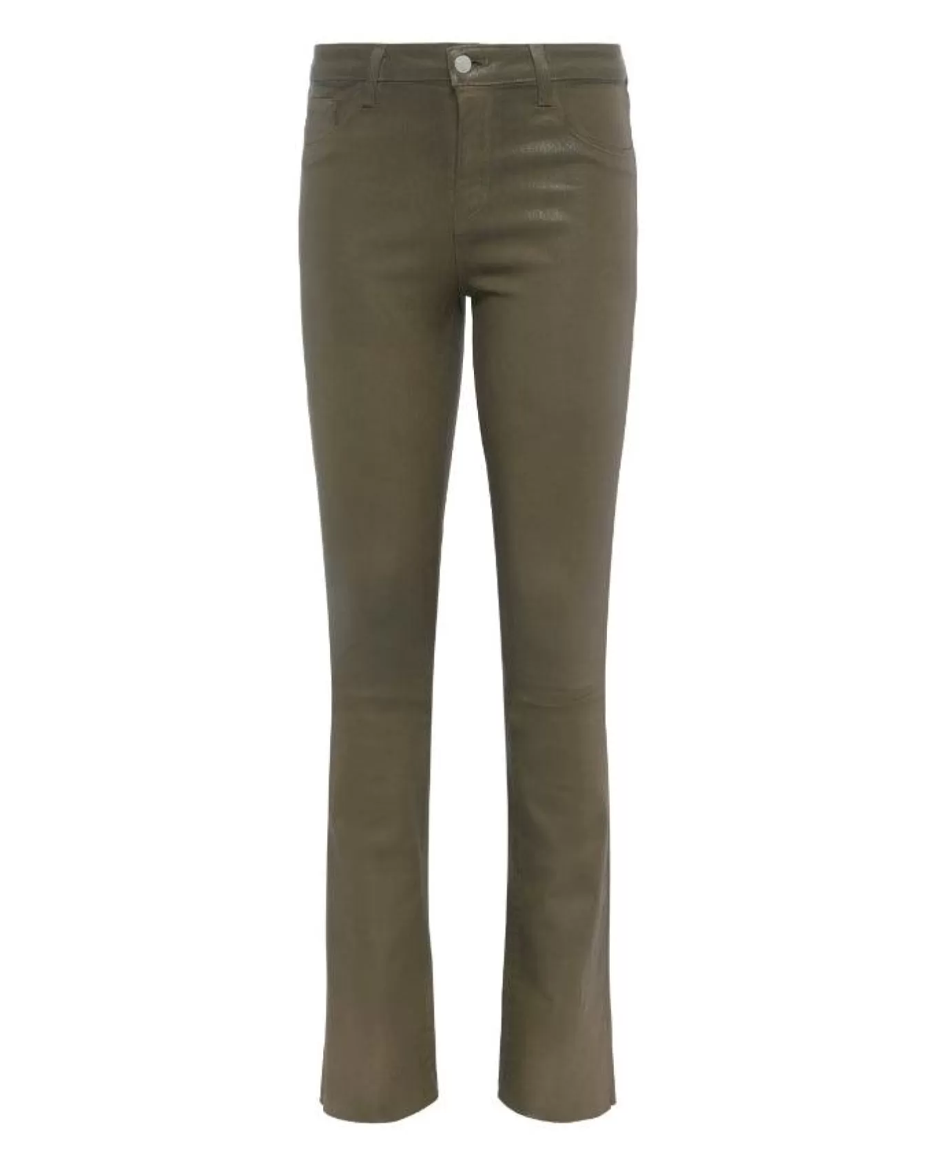 Ruth Straight Leg Raw Hem Coated Jeans<L'Agence Sale