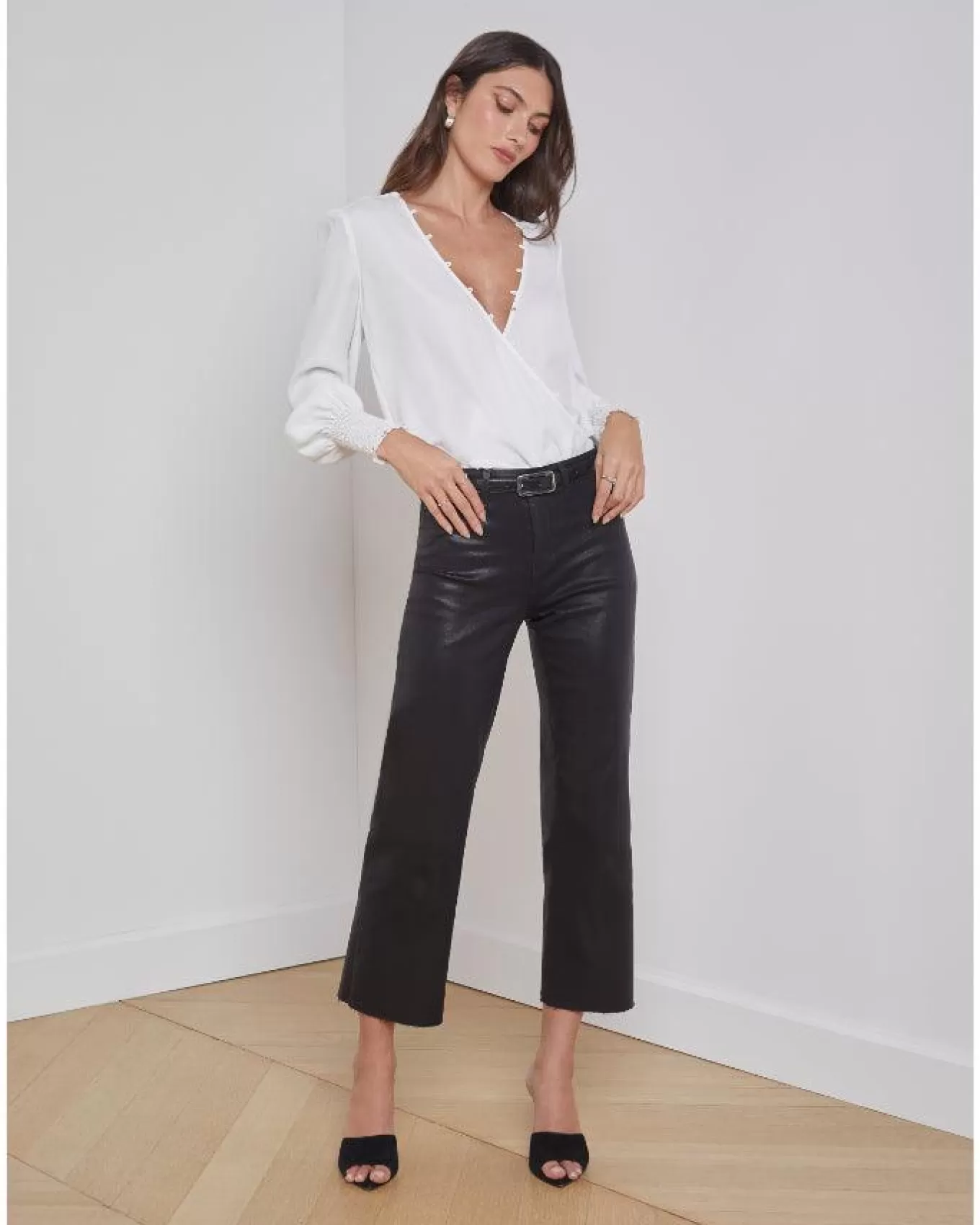 L’Agence Wanda Crop Wide Leg Coated Pant<L'Agence Clearance