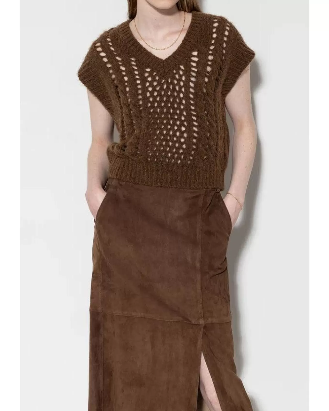 Alpaca Chunky Perforated Vest<Luisa Cerano Store