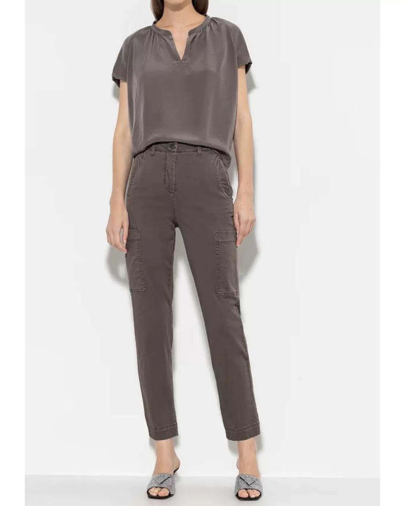 High Stretch Tappered Denim Cargo Pant<Luisa Cerano Fashion