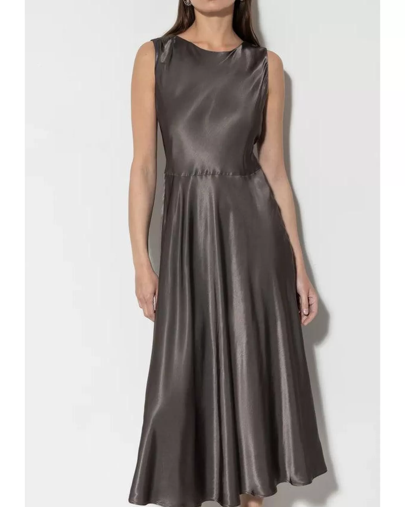 Shiny Satin Sleeveless Midi Dress<Luisa Cerano Discount