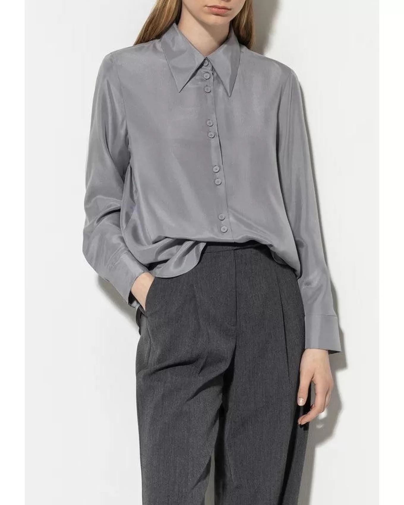 Silk Double Button Detail Blouse<Luisa Cerano Online