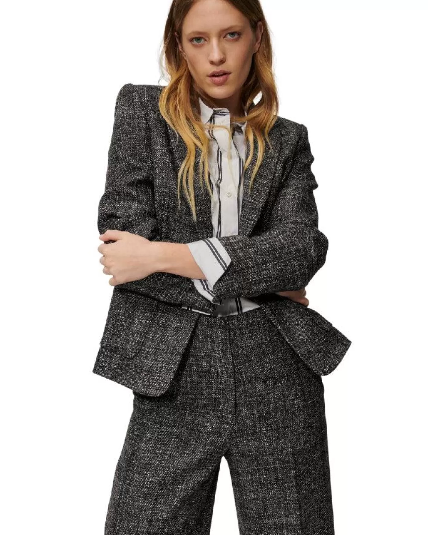 Tweed Wool One Button Blazer<Luisa Cerano Sale