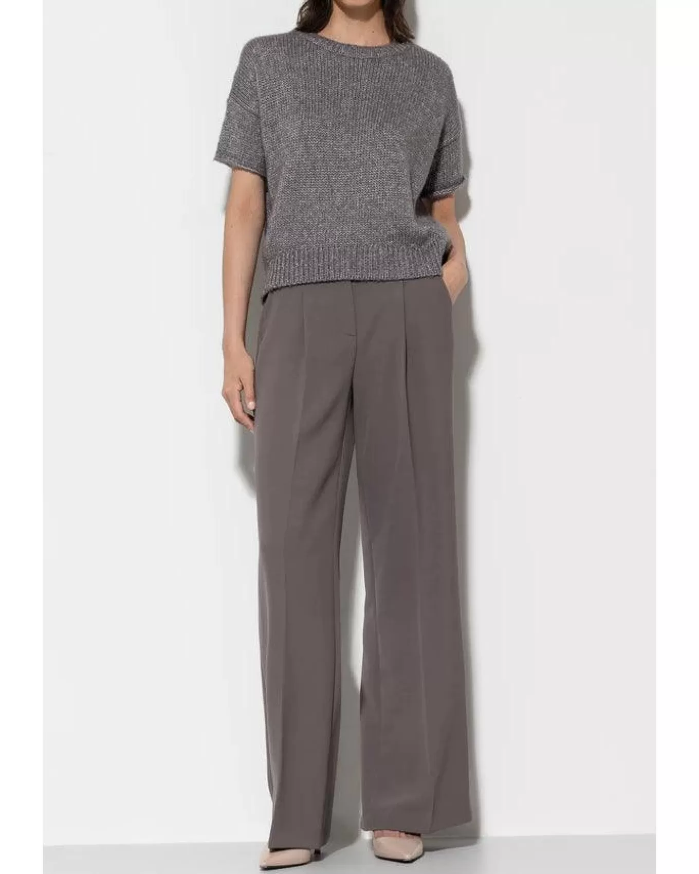 Wide Leg Pleated Full Length Pants<Luisa Cerano Cheap