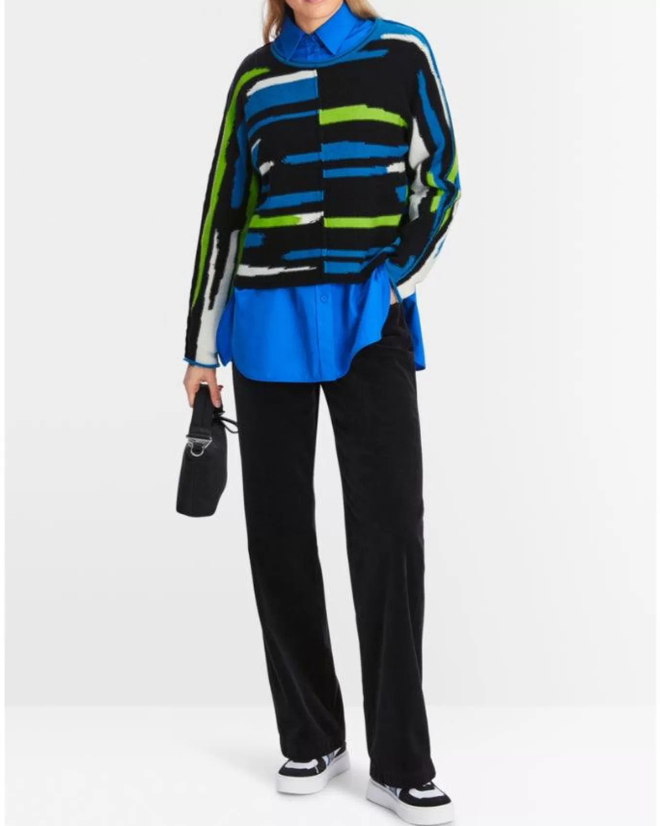 Asymmetric Stripe Pattern Sweater<Marc Cain Store