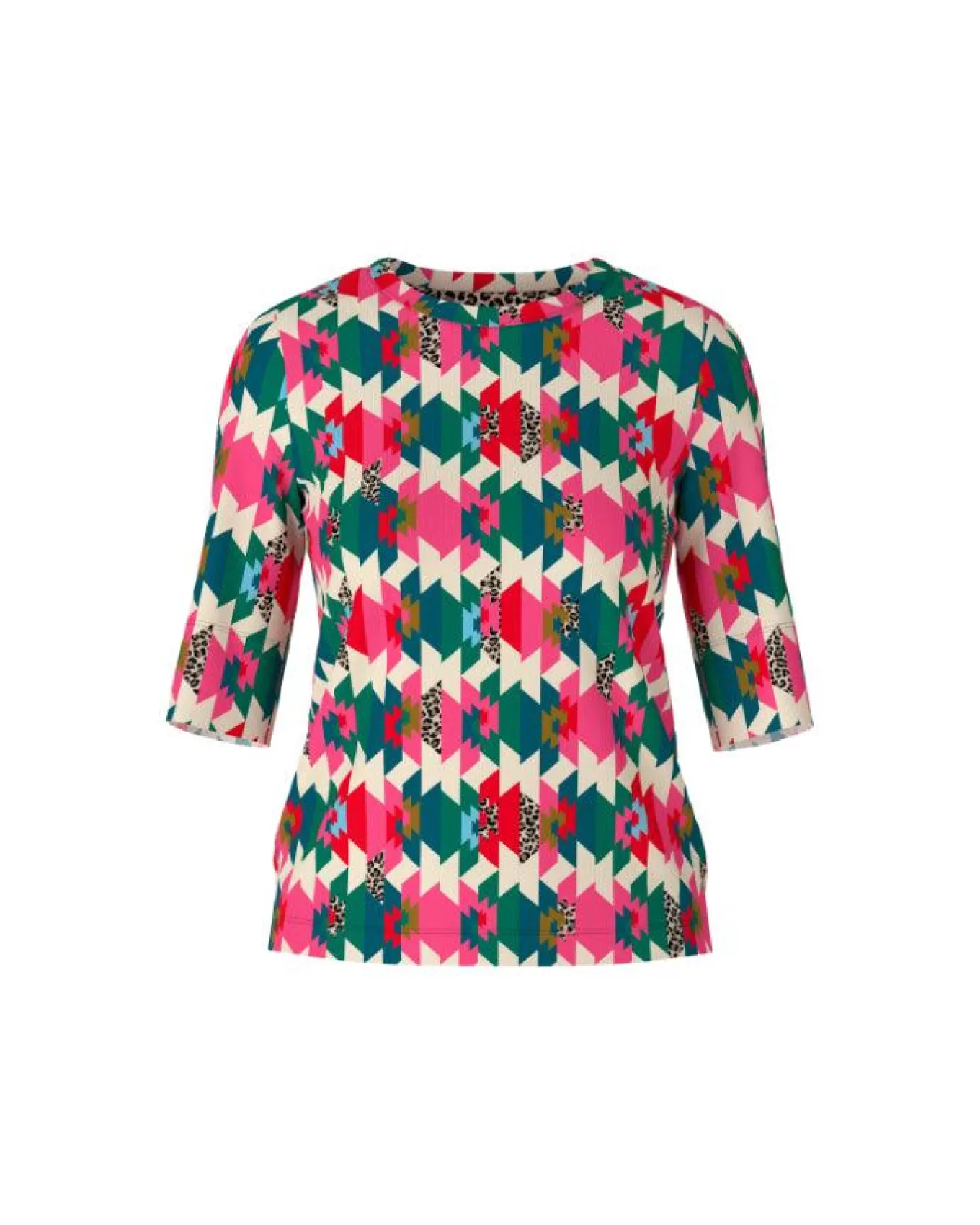 Colorful Print Ribbed Top<Marc Cain New