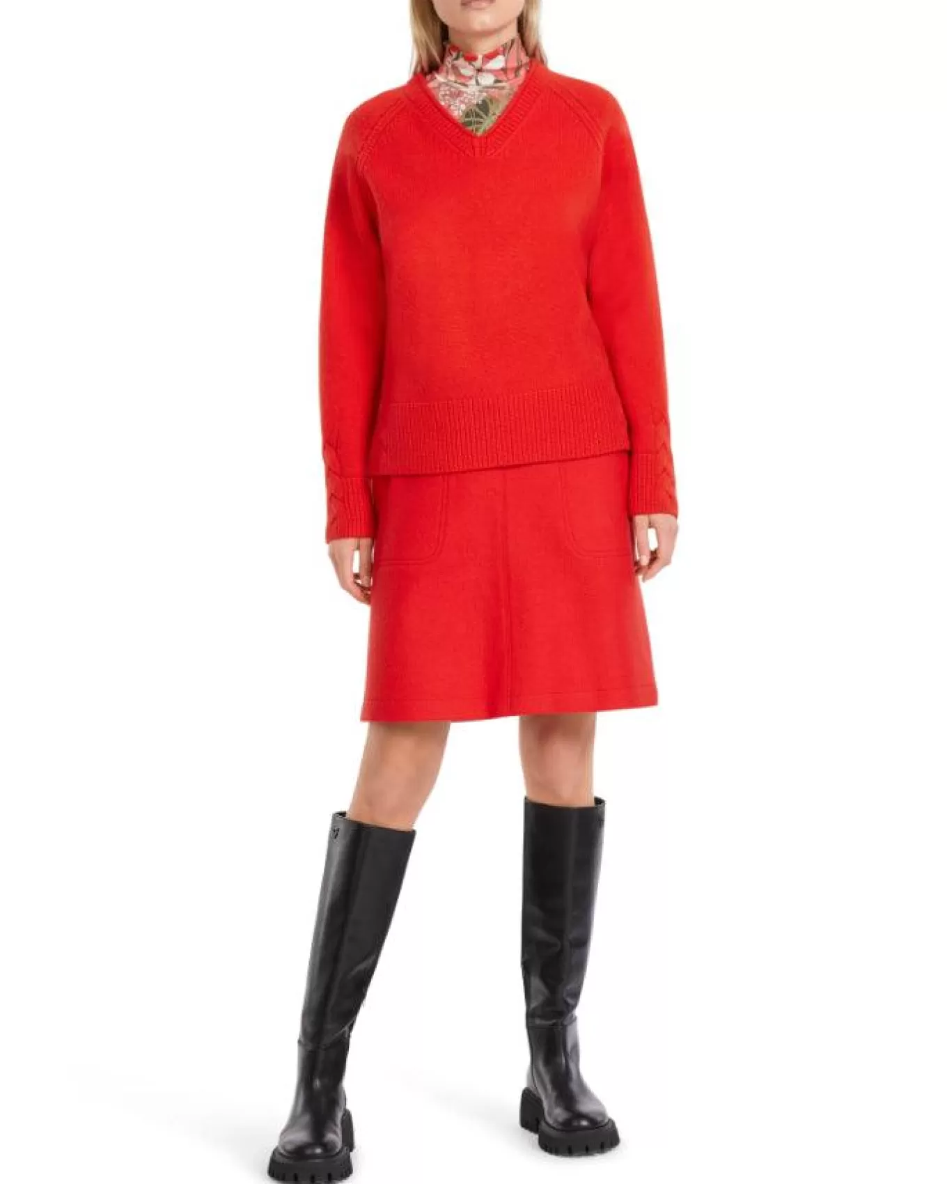 Firey Red Cashmere Blend Pullover<Marc Cain Best Sale