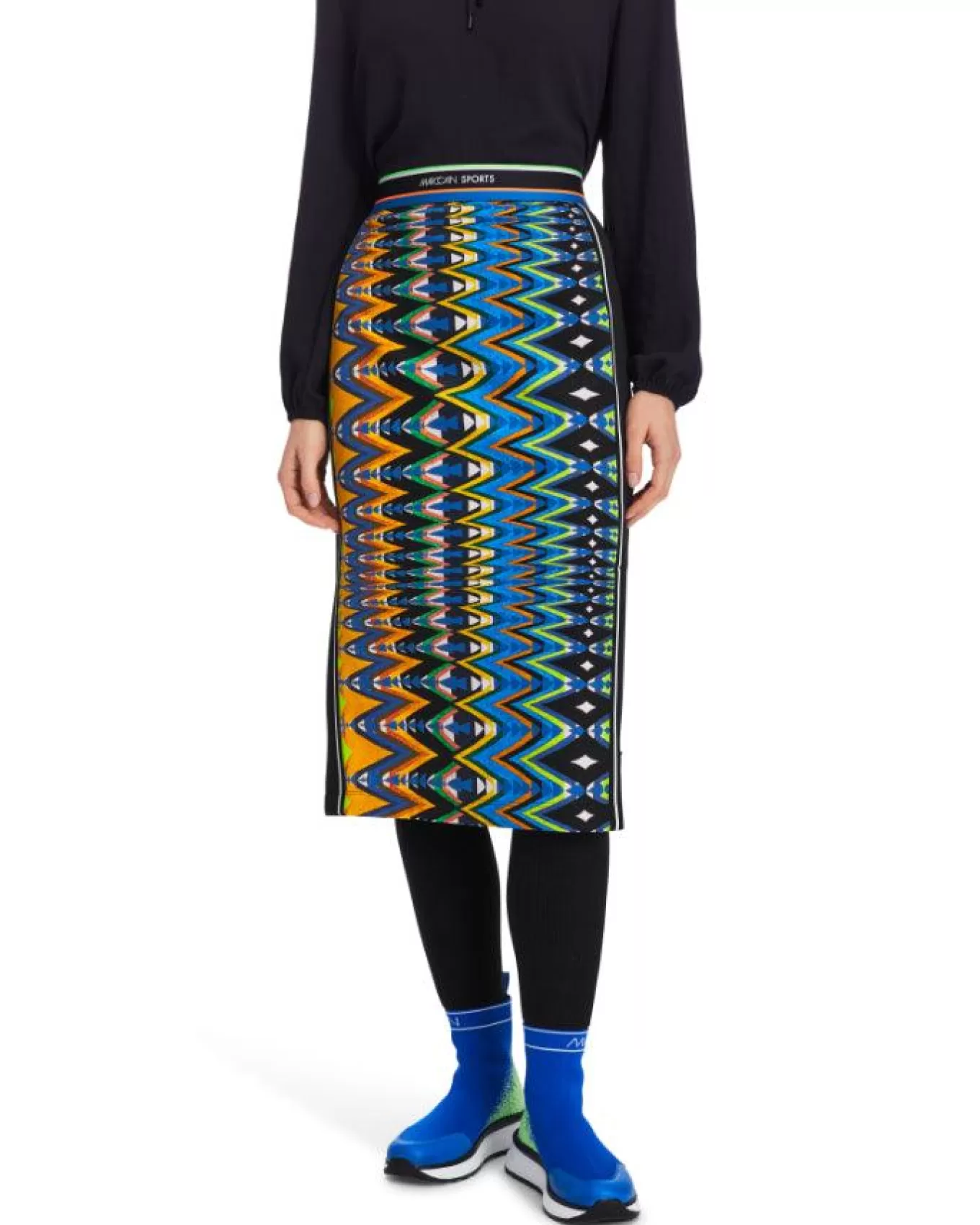 Harlequin Print Scuba Pencil Skirt<Marc Cain Fashion