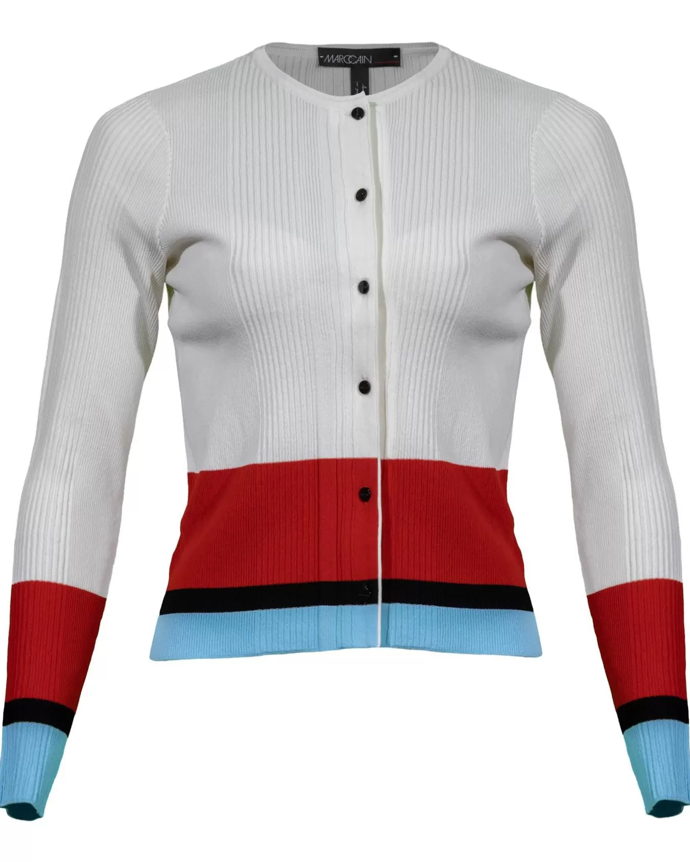 Ribbed Knit Non Wool Colorblock Cardigan<Marc Cain Cheap
