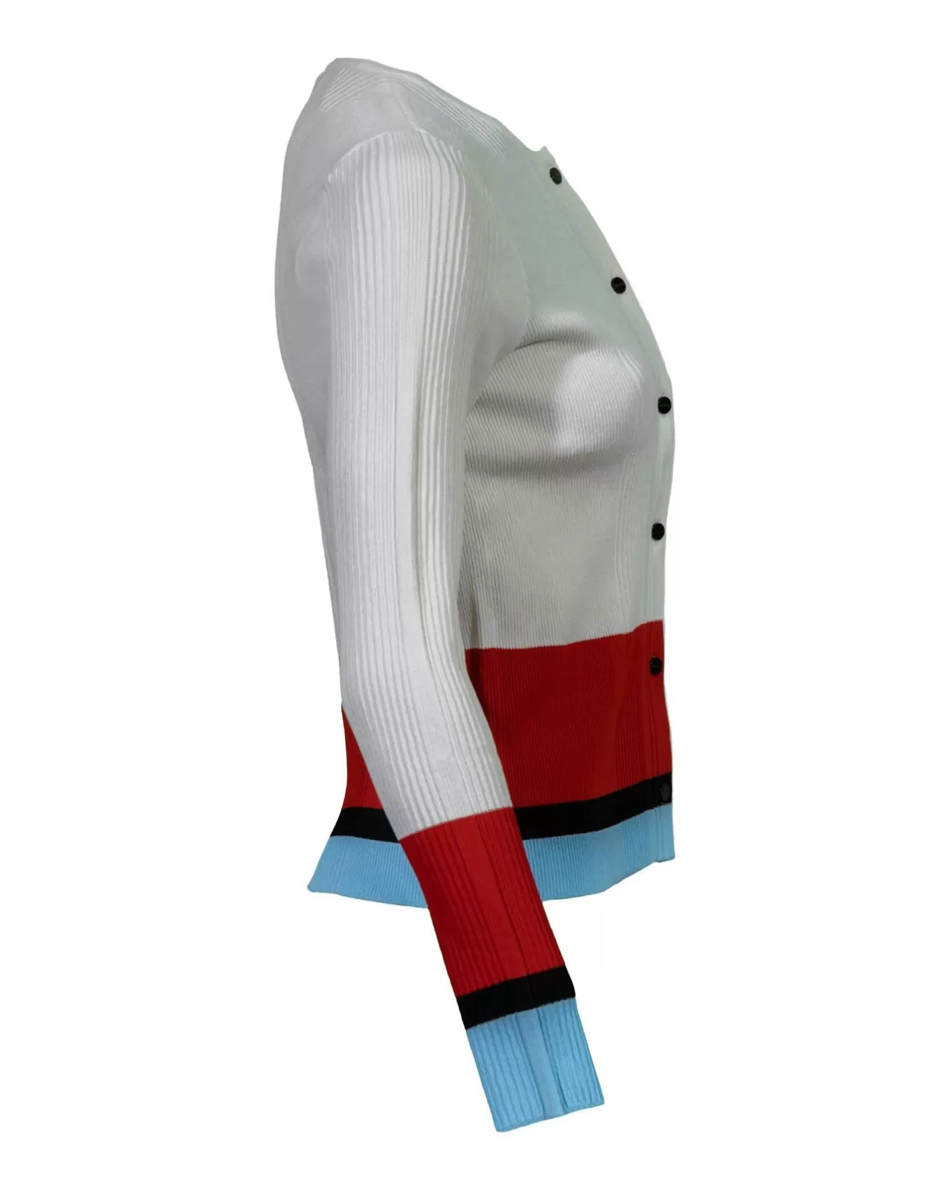 Ribbed Knit Non Wool Colorblock Cardigan<Marc Cain Cheap