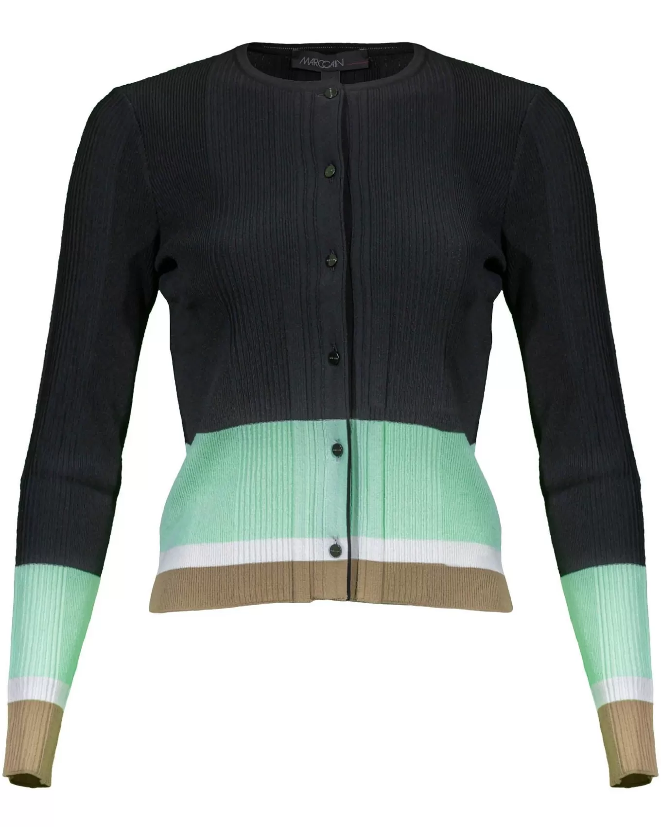 Ribbed Knit Non Wool Colorblock Cardigan<Marc Cain Cheap