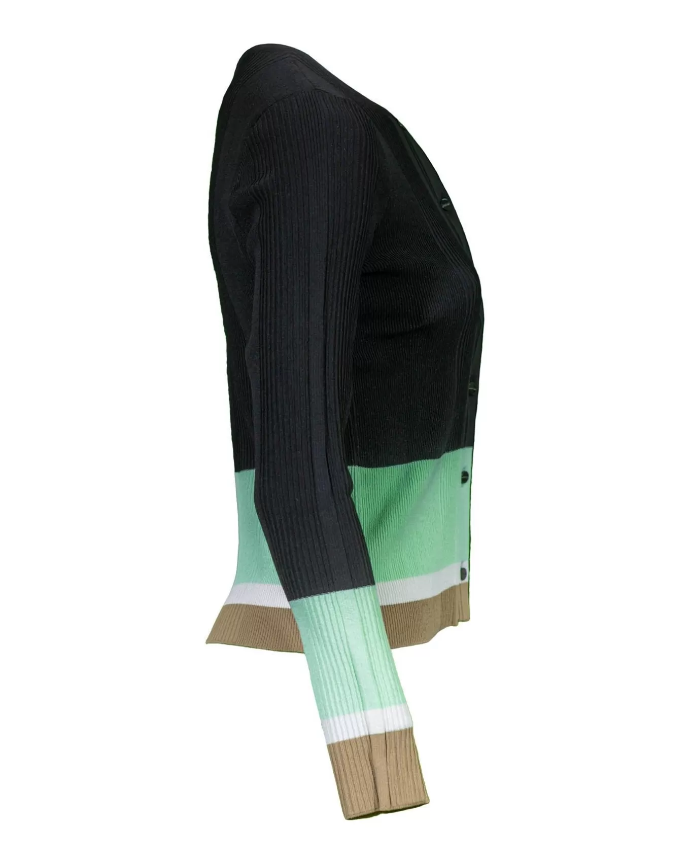 Ribbed Knit Non Wool Colorblock Cardigan<Marc Cain Cheap