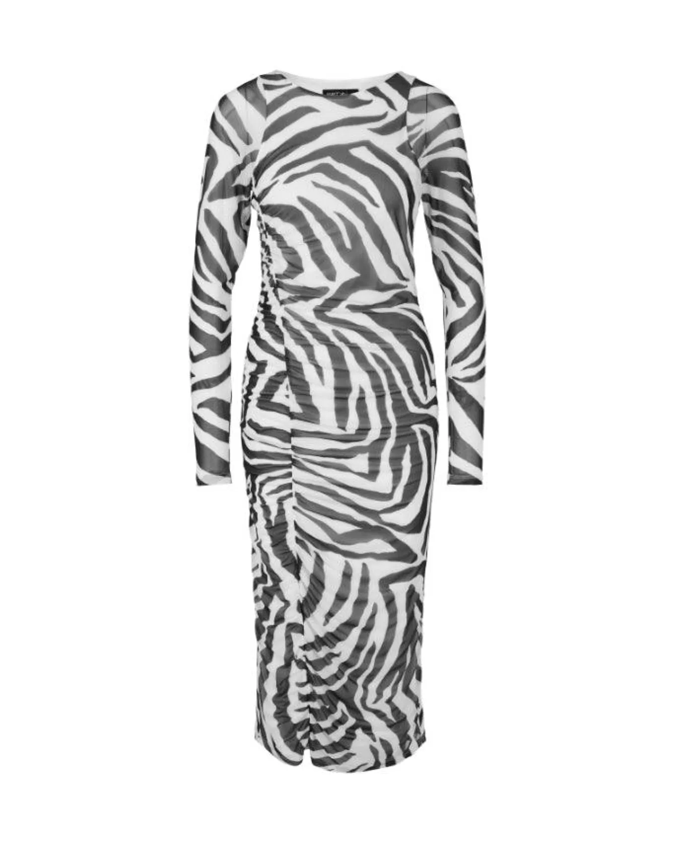 Zebra Print Smocked Mesh Dress<Marc Cain Clearance