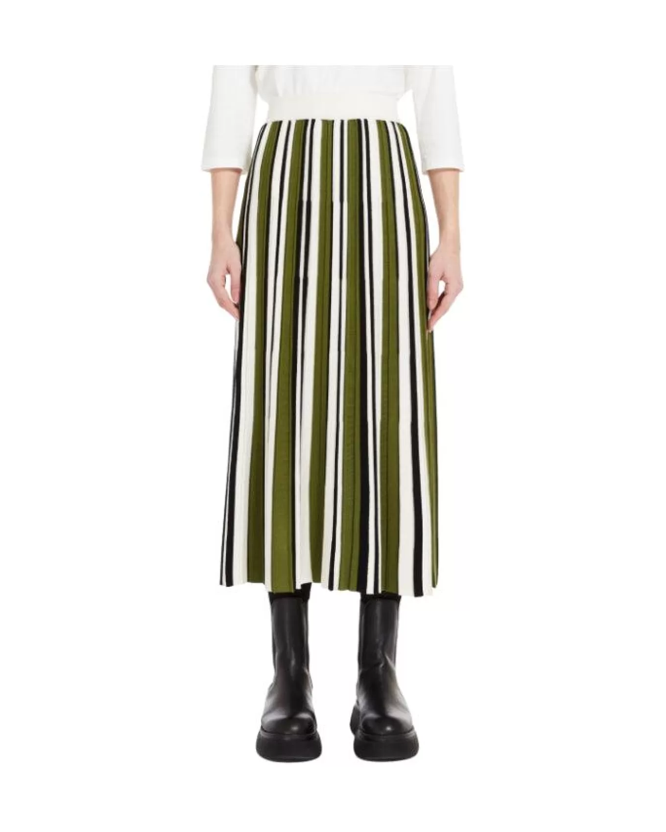 Max Mara Editta Pleated Stripe Knit Skirt<Max Mara Weekend Online