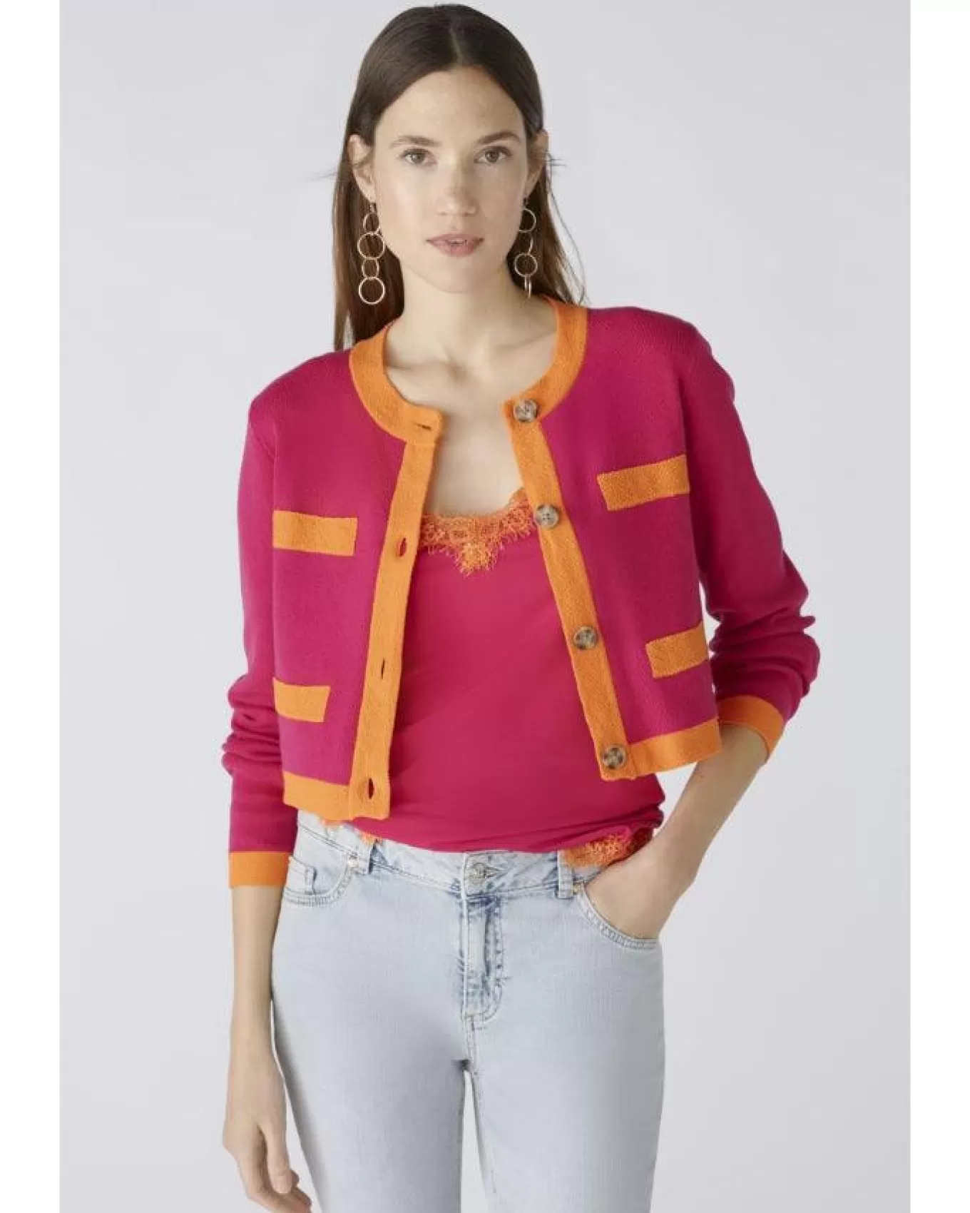 Contrast Trim Cardigan<OUI Outlet