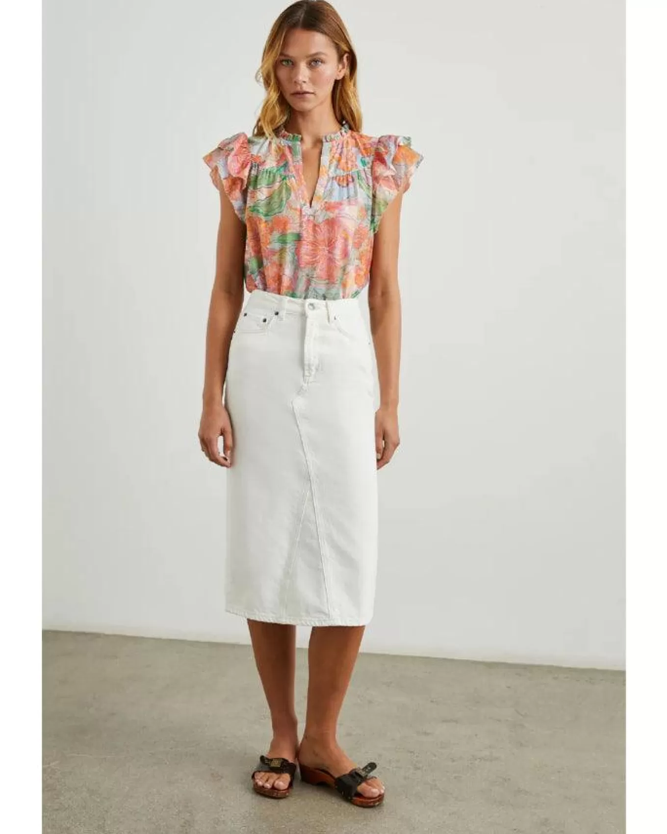 Calista Ruffle Cap Sleeve Top<Rails Best Sale