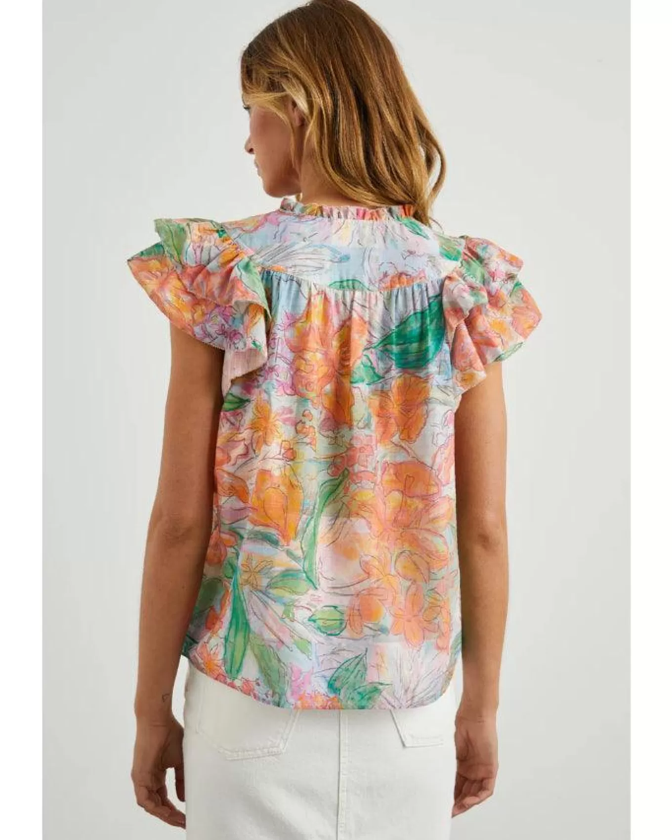 Calista Ruffle Cap Sleeve Top<Rails Best Sale