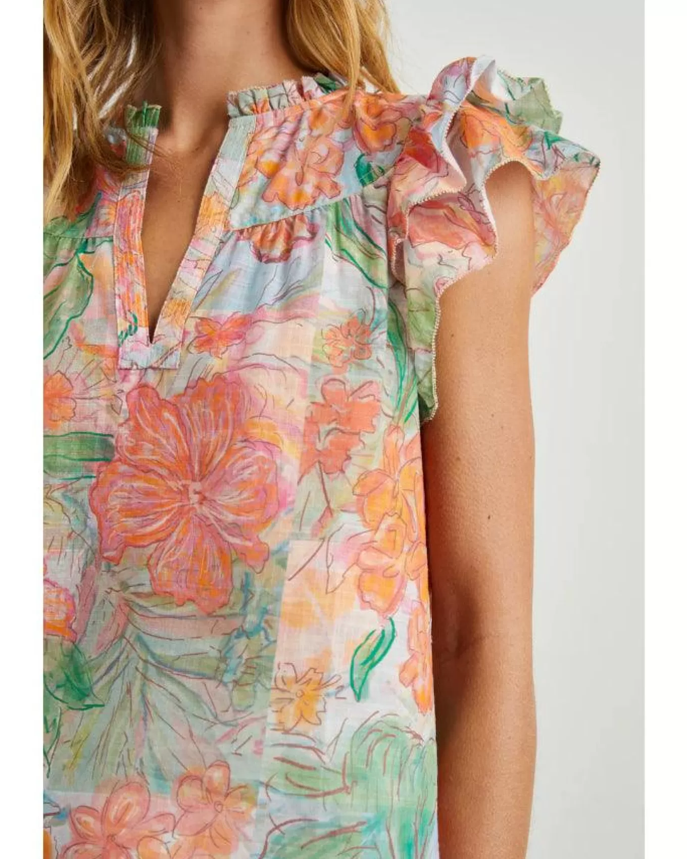 Calista Ruffle Cap Sleeve Top<Rails Best Sale