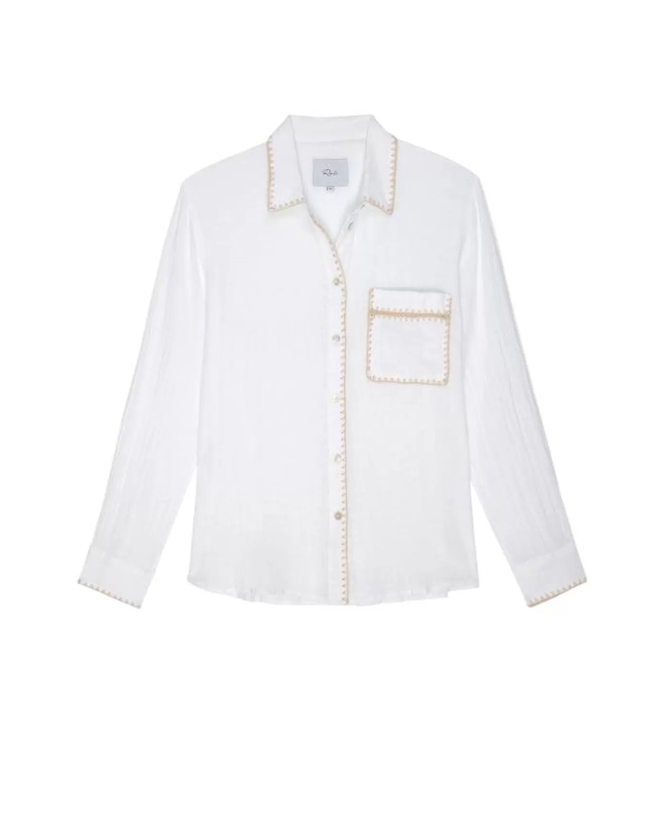 Charli White Blanket Stitch Trim Shirt<Rails Flash Sale