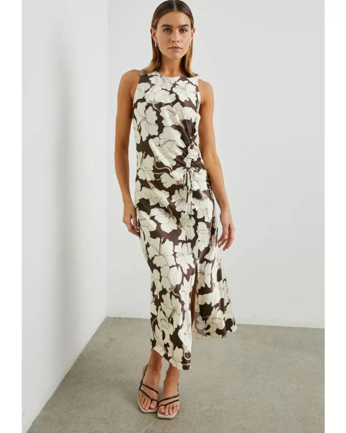 Gabriella Mocha Floral Print Dress<Rails Online