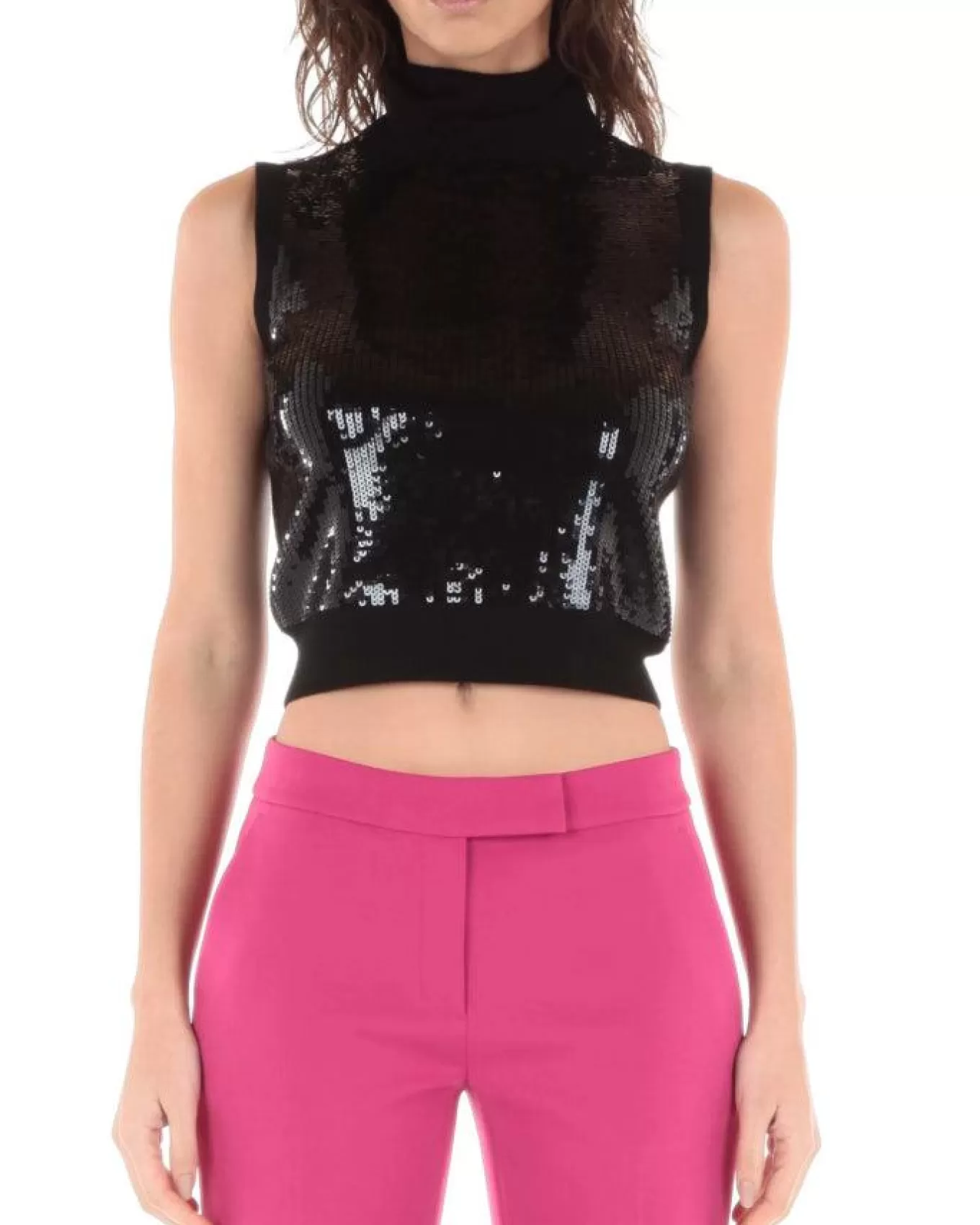 Sequin Wool Mock Neck Tank Top<Michael Kors New