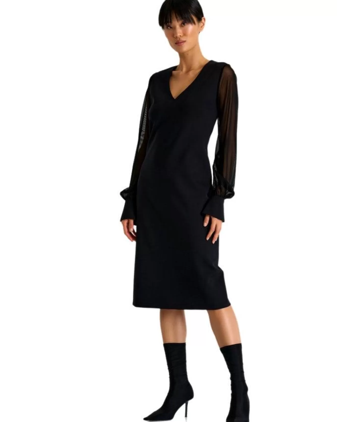 - Sofia Sheer Sleeve Elegant Dress<Shan Cheap