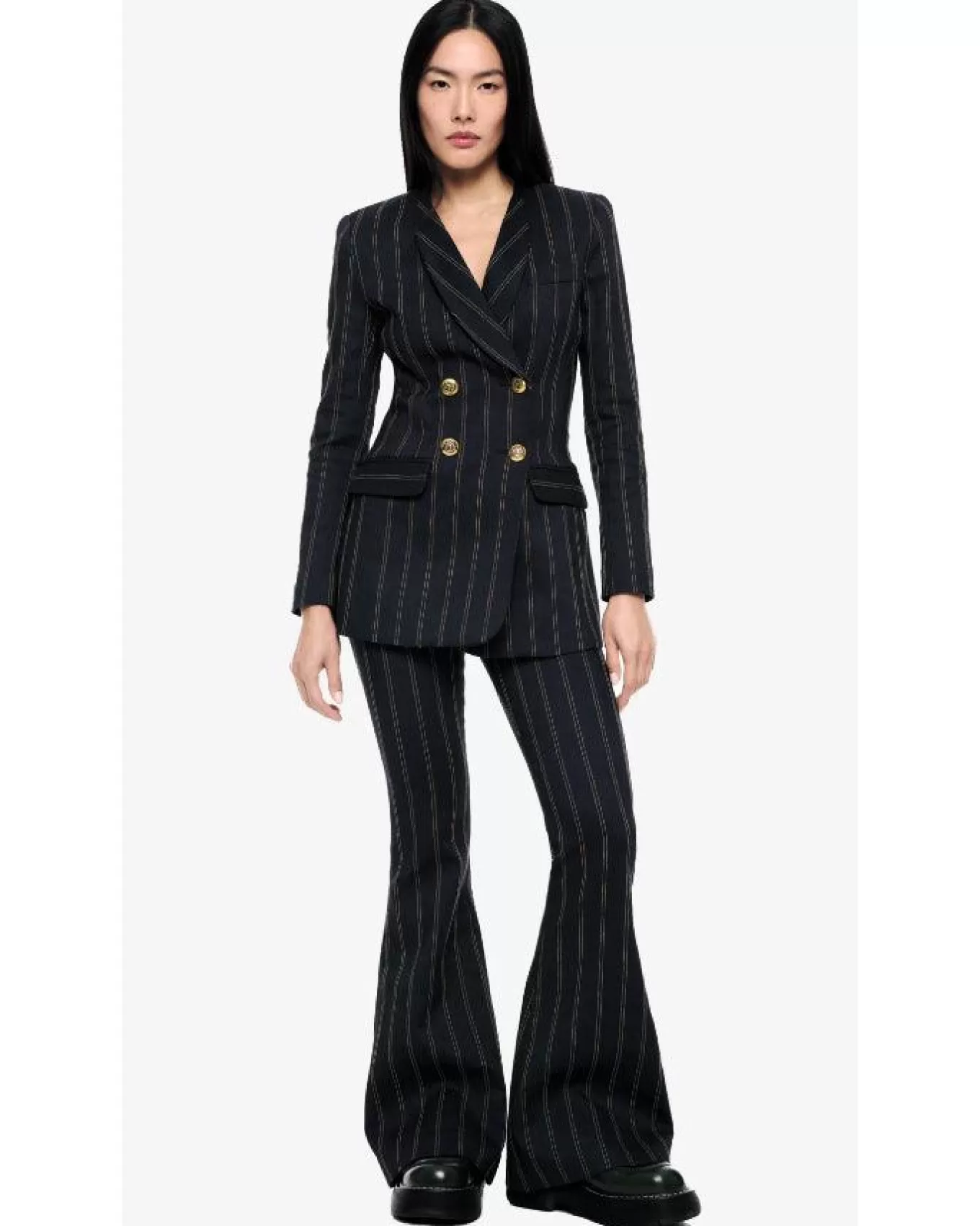 Collarless Double Breasted Striped Blazer<Smythe Store